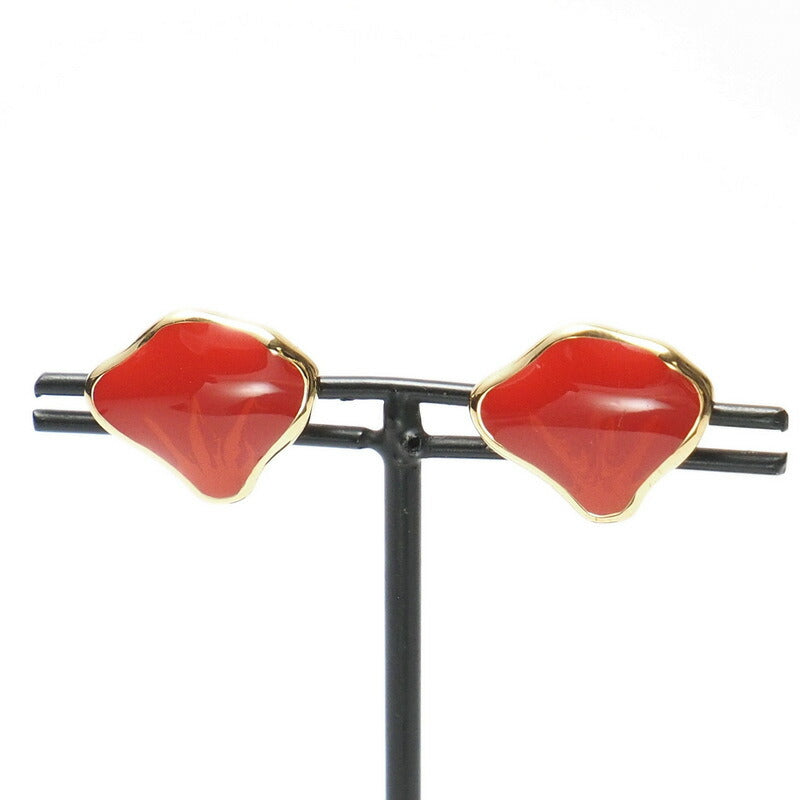 Dior Earring Gold Plated, Resin Orange Seashell motif   Shell Women