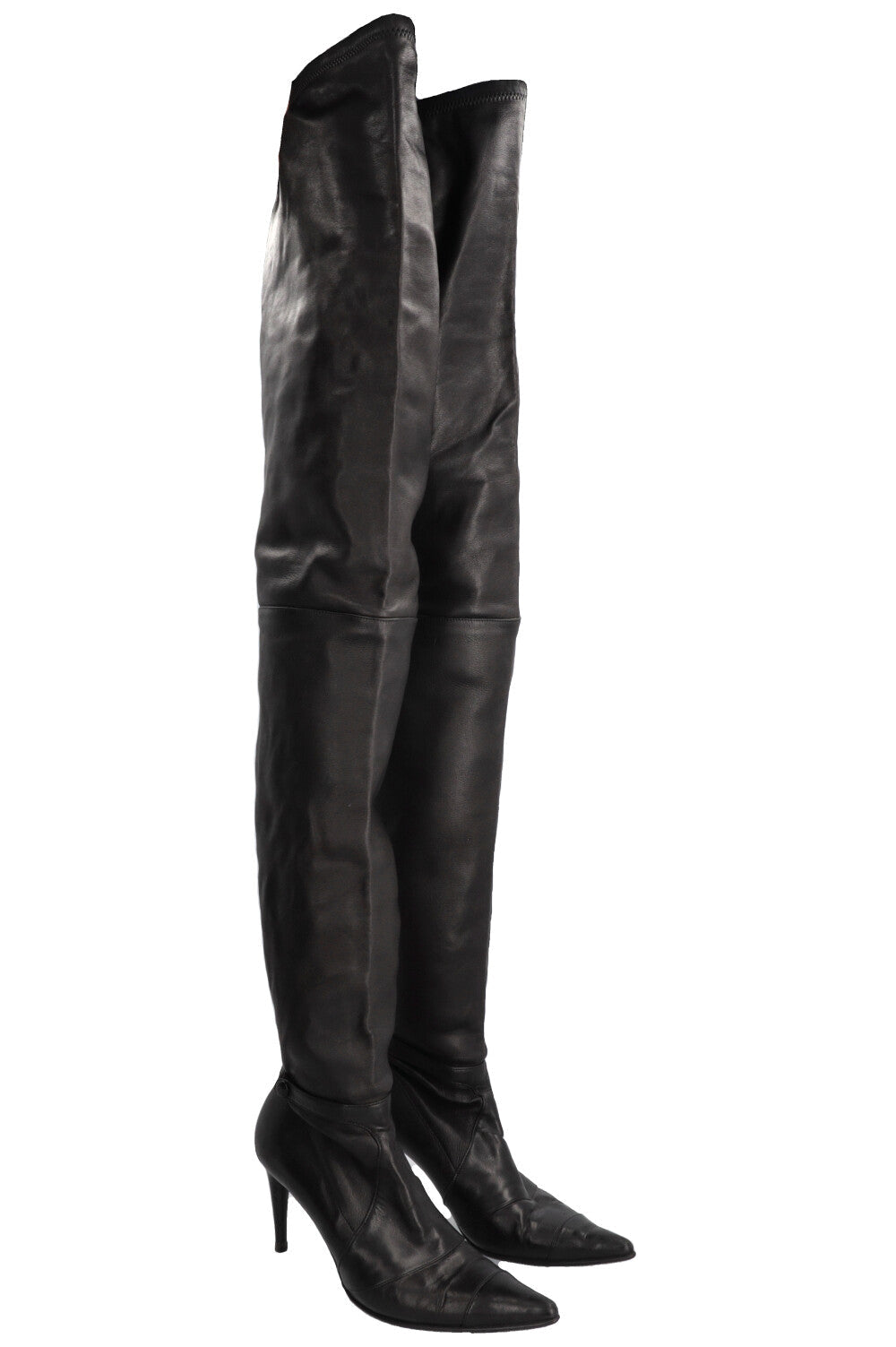CHANEL High Boots Leather Black