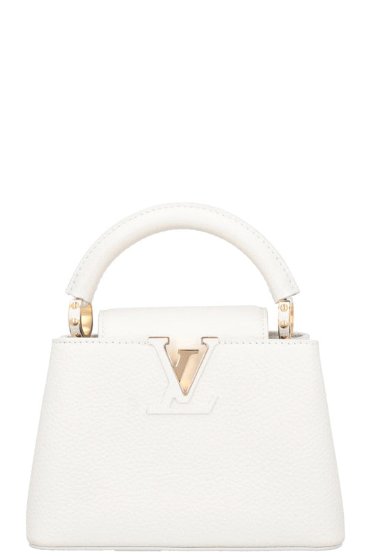 LOUIS VUITTON Capucines Mini Leather Snow White