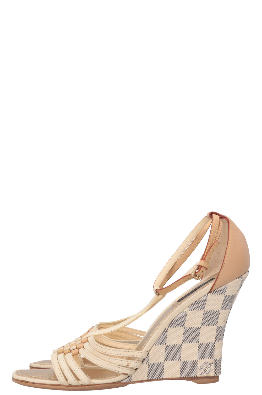 LOUIS VUITTON Wedges Damier Azur Gold