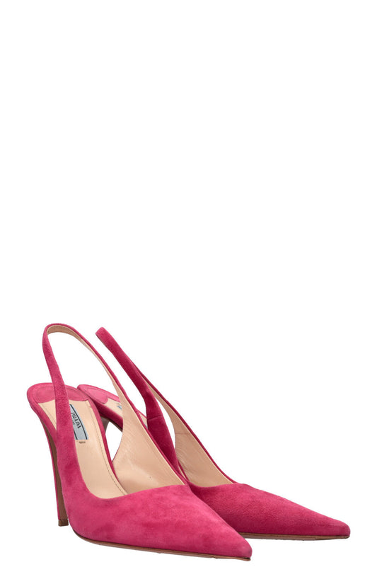 PRADA Slingback Heels Suede Pink