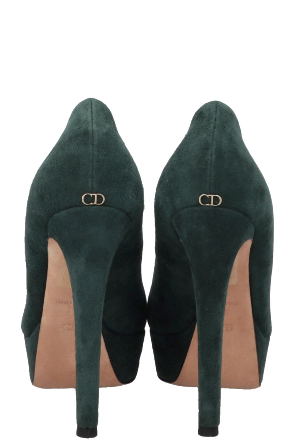 CHRISTIAN DIOR Plateau Heels Suede Petrol