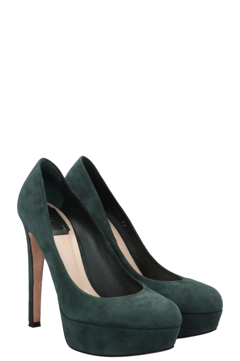CHRISTIAN DIOR Plateau Heels Suede Petrol