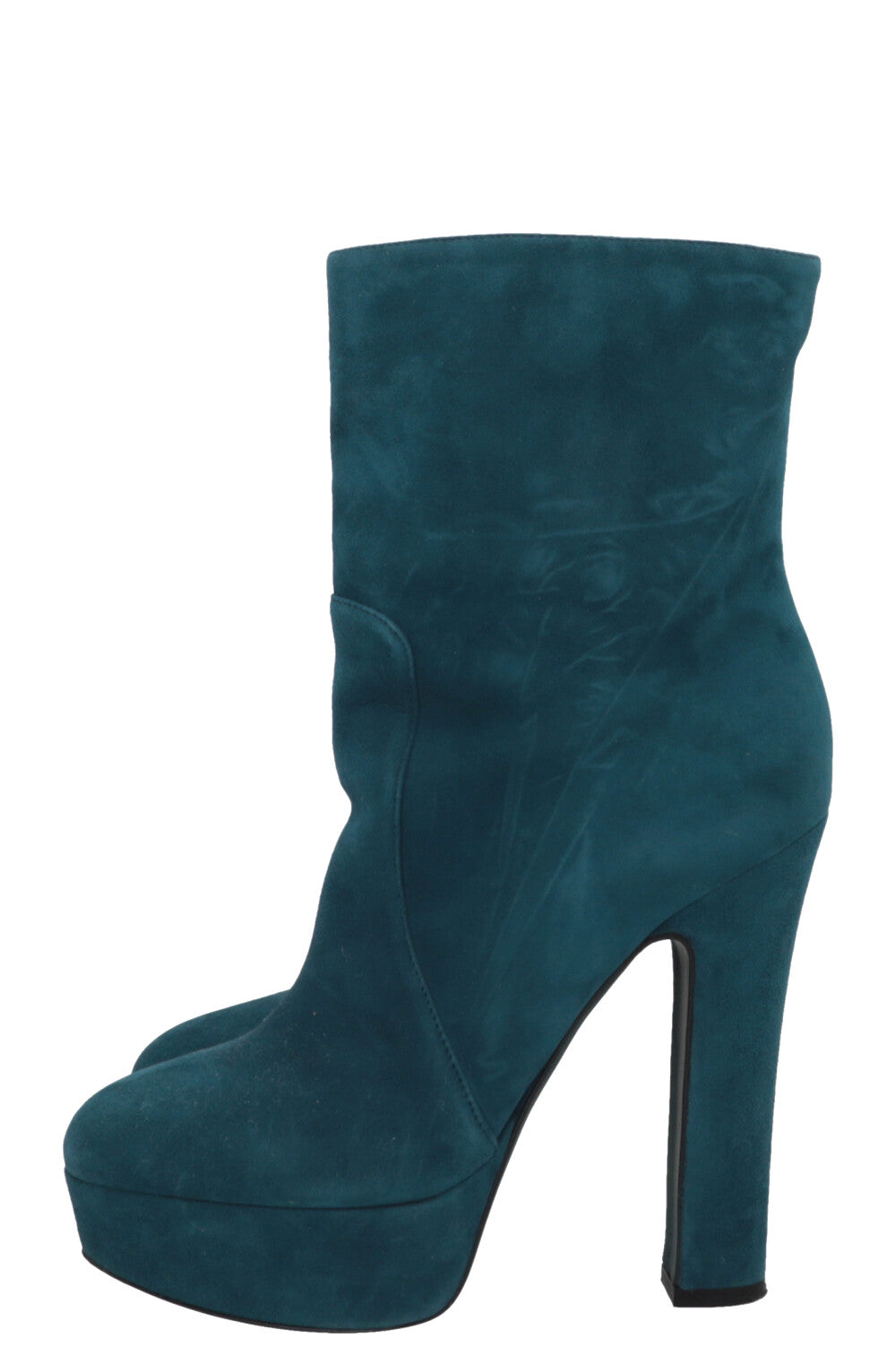 PRADA Plateau Ankle Boots Suede Blue