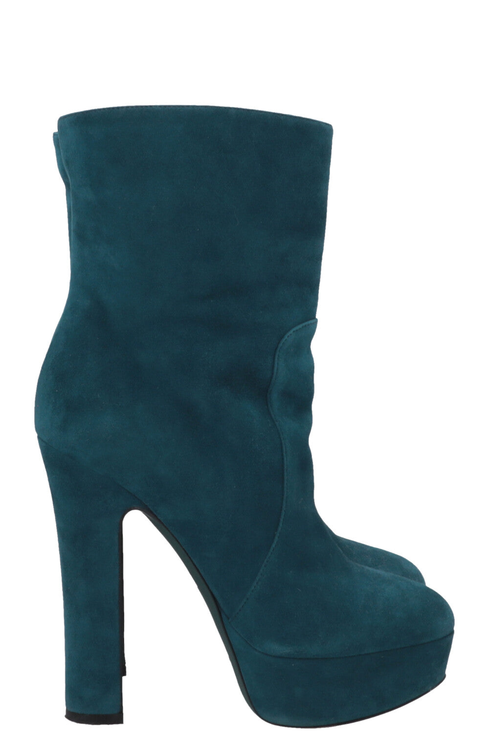 PRADA Plateau Ankle Boots Suede Blue