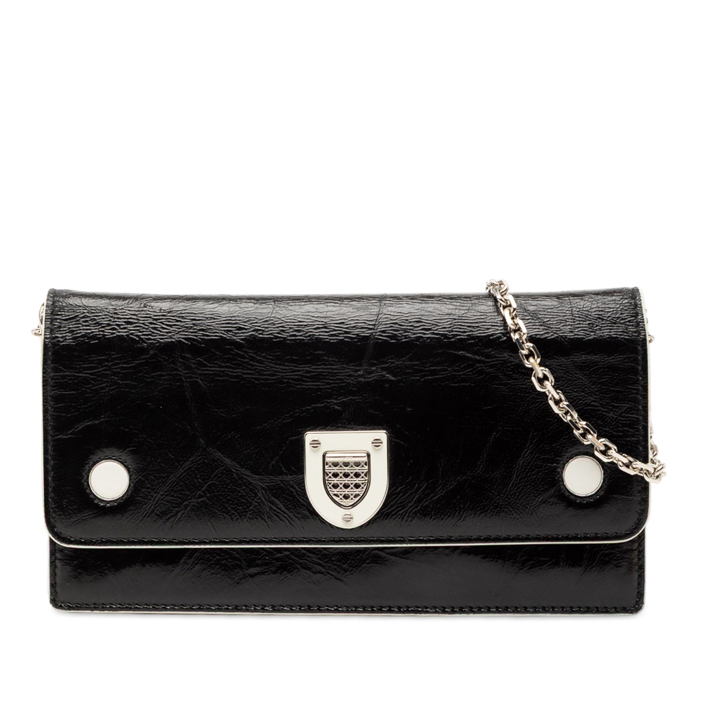 Black Dior Patent Diorever Croisiere Wallet on Chain Crossbody Bag