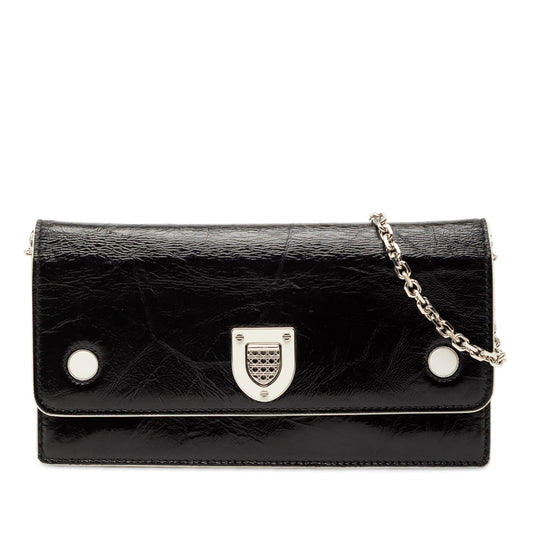 Black Dior Patent Diorever Croisiere Wallet on Chain Crossbody Bag