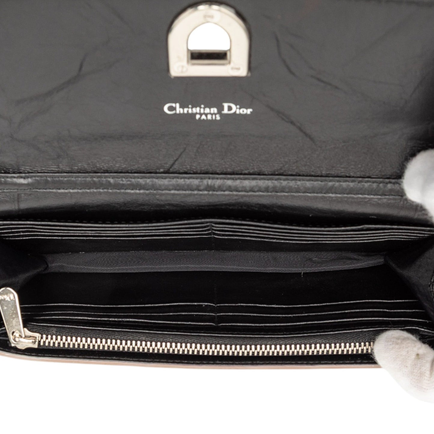 Black Dior Patent Diorever Croisiere Wallet on Chain Crossbody Bag