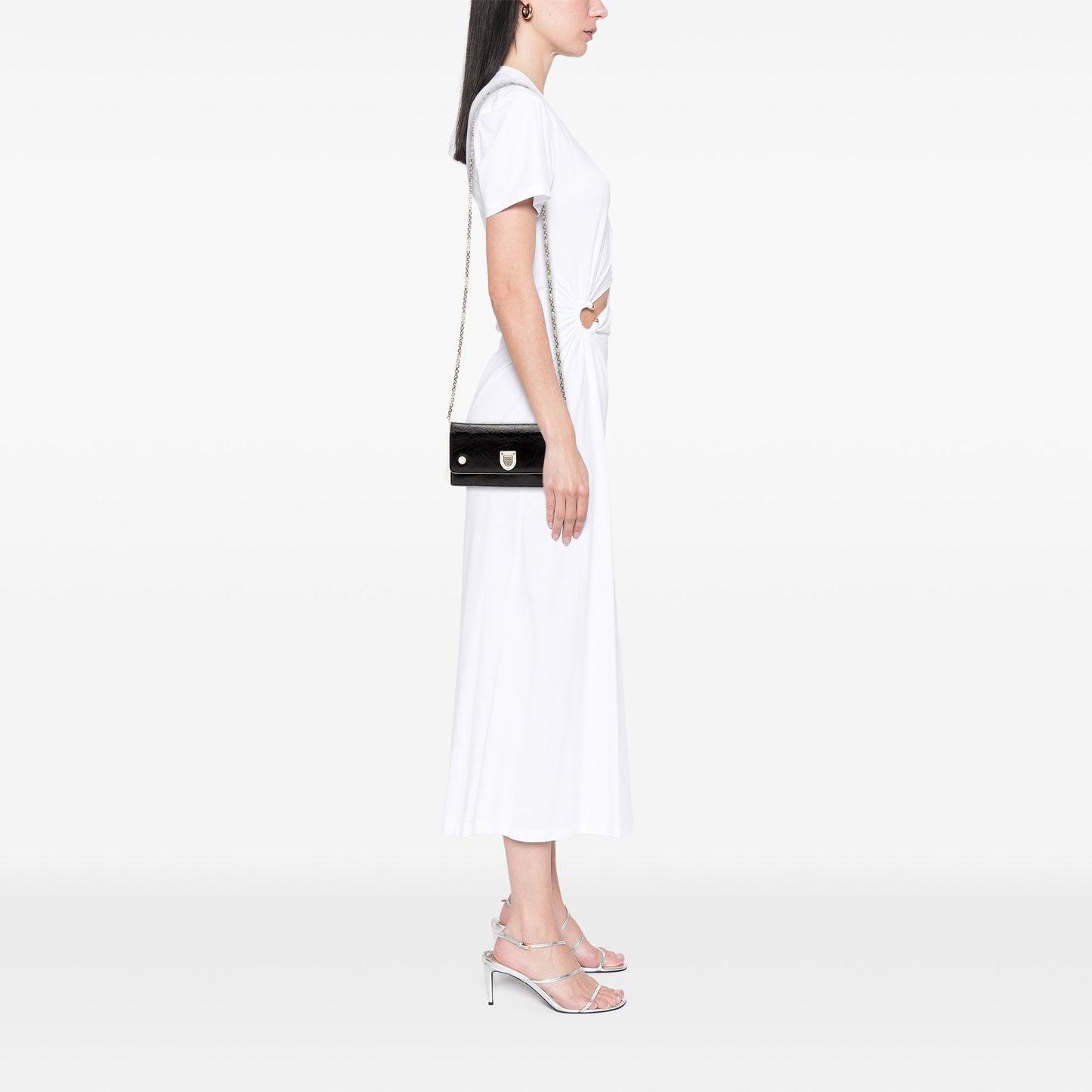 Black Dior Patent Diorever Croisiere Wallet on Chain Crossbody Bag