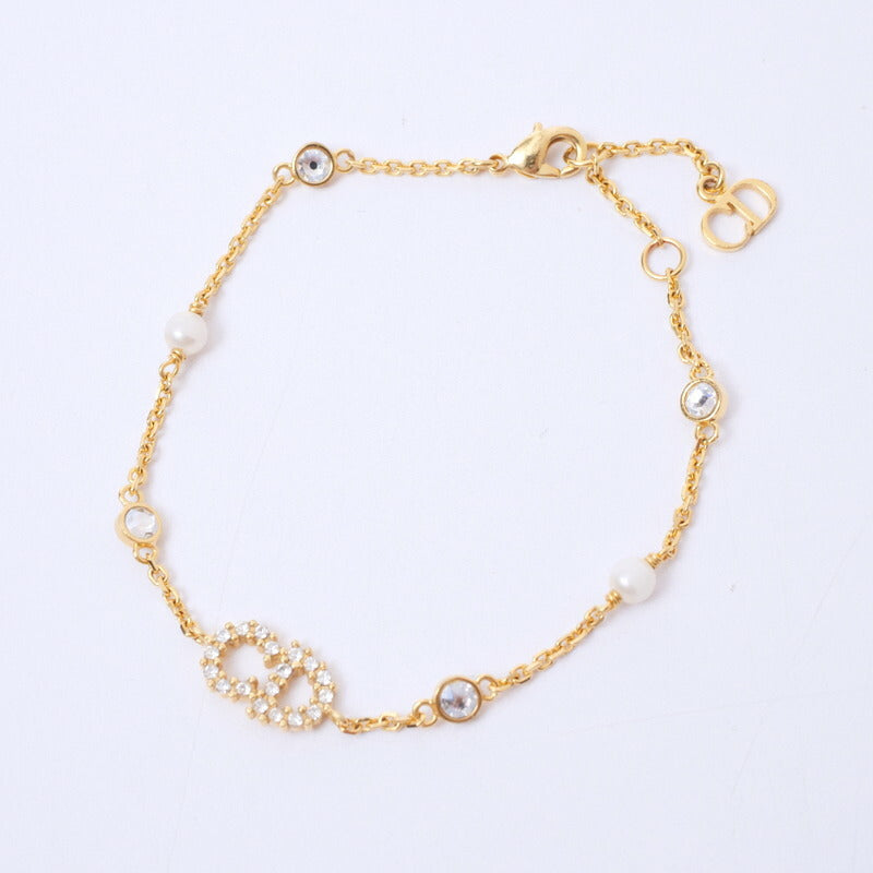 Christian Dior bracelet B0668CDCY_D301 Metal, Crystal Stone, Faux Pearl gold CD logo Claire Dee Lune Women