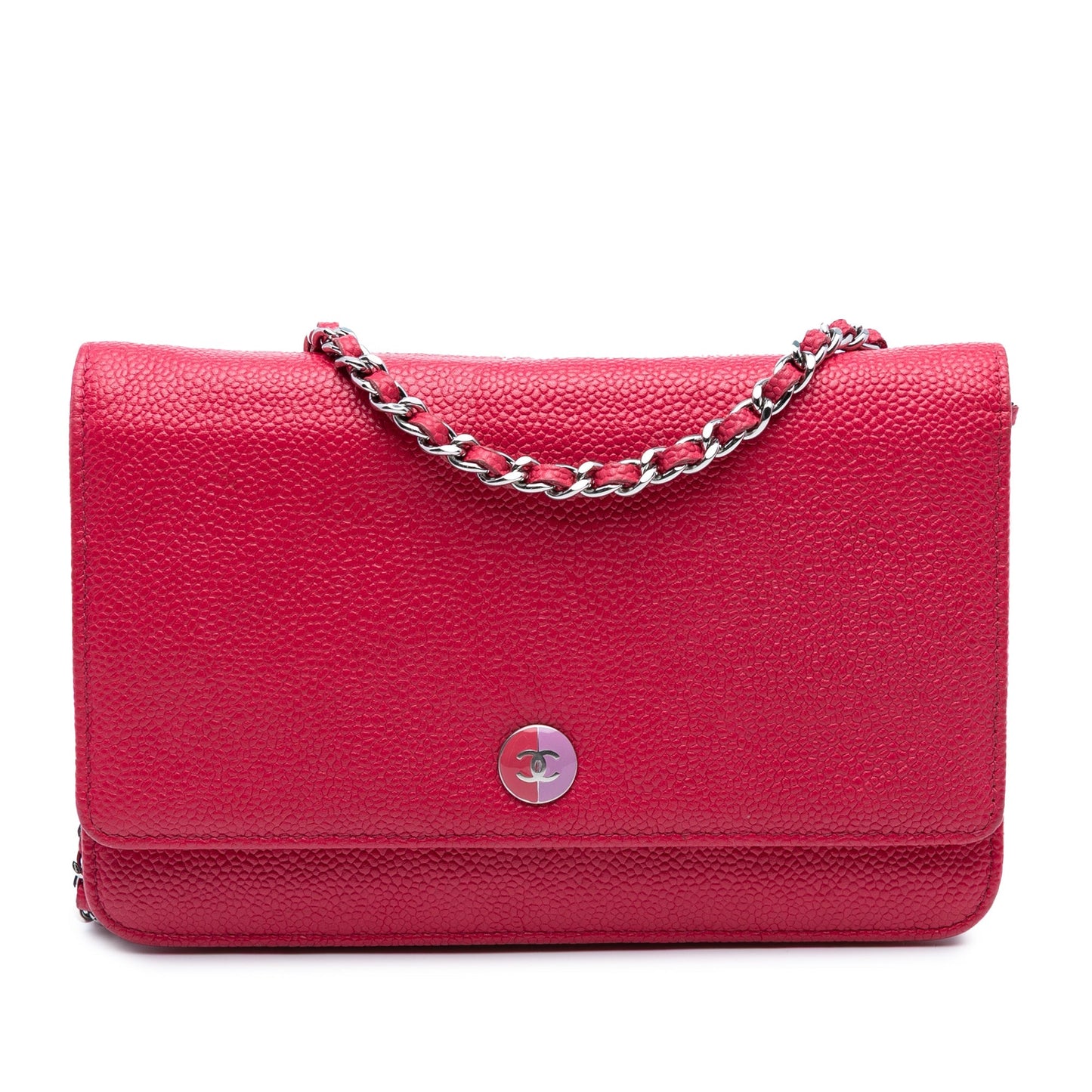 Pink Chanel Caviar Bicolor CC Wallet On Chain Crossbody Bag