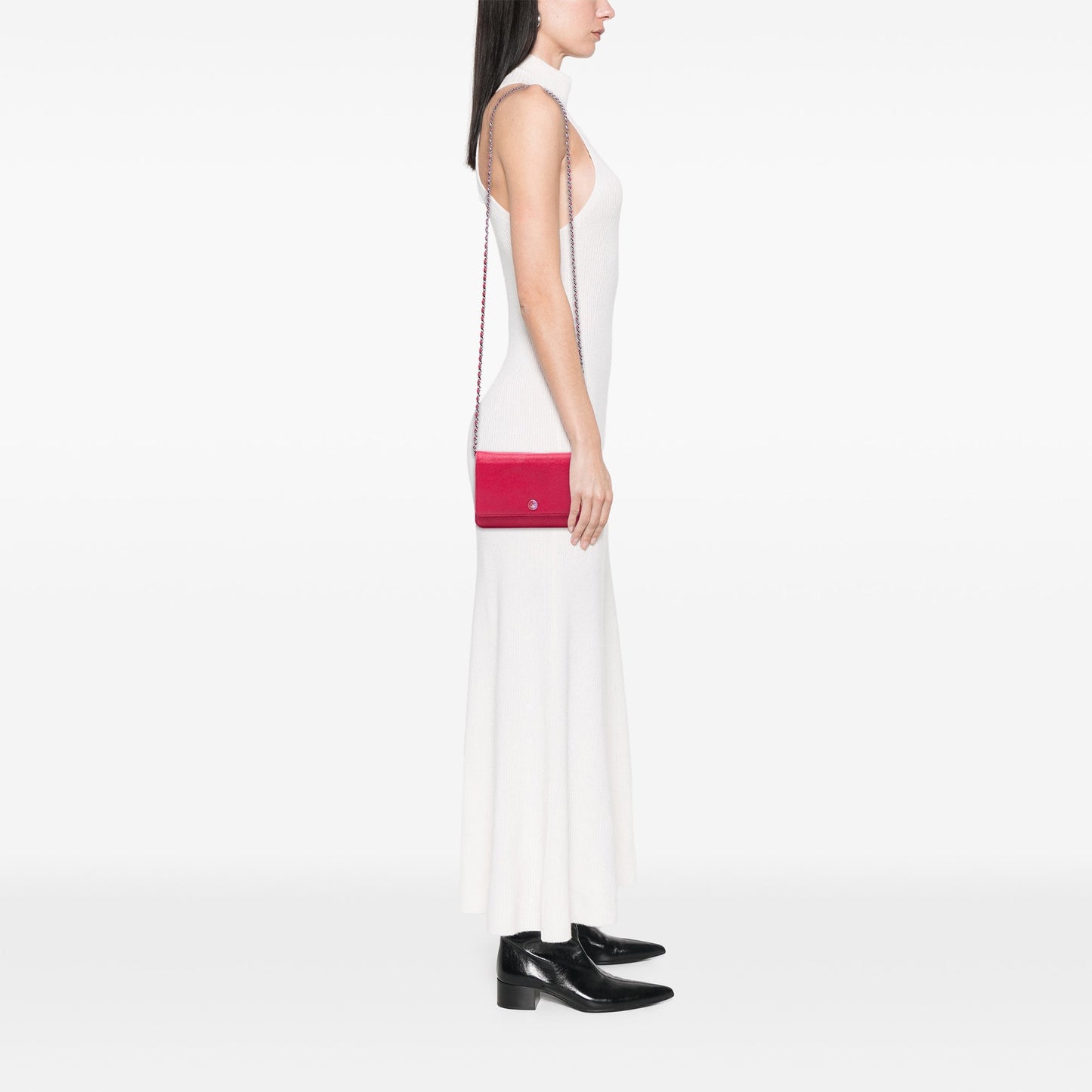 Pink Chanel Caviar Bicolor CC Wallet On Chain Crossbody Bag