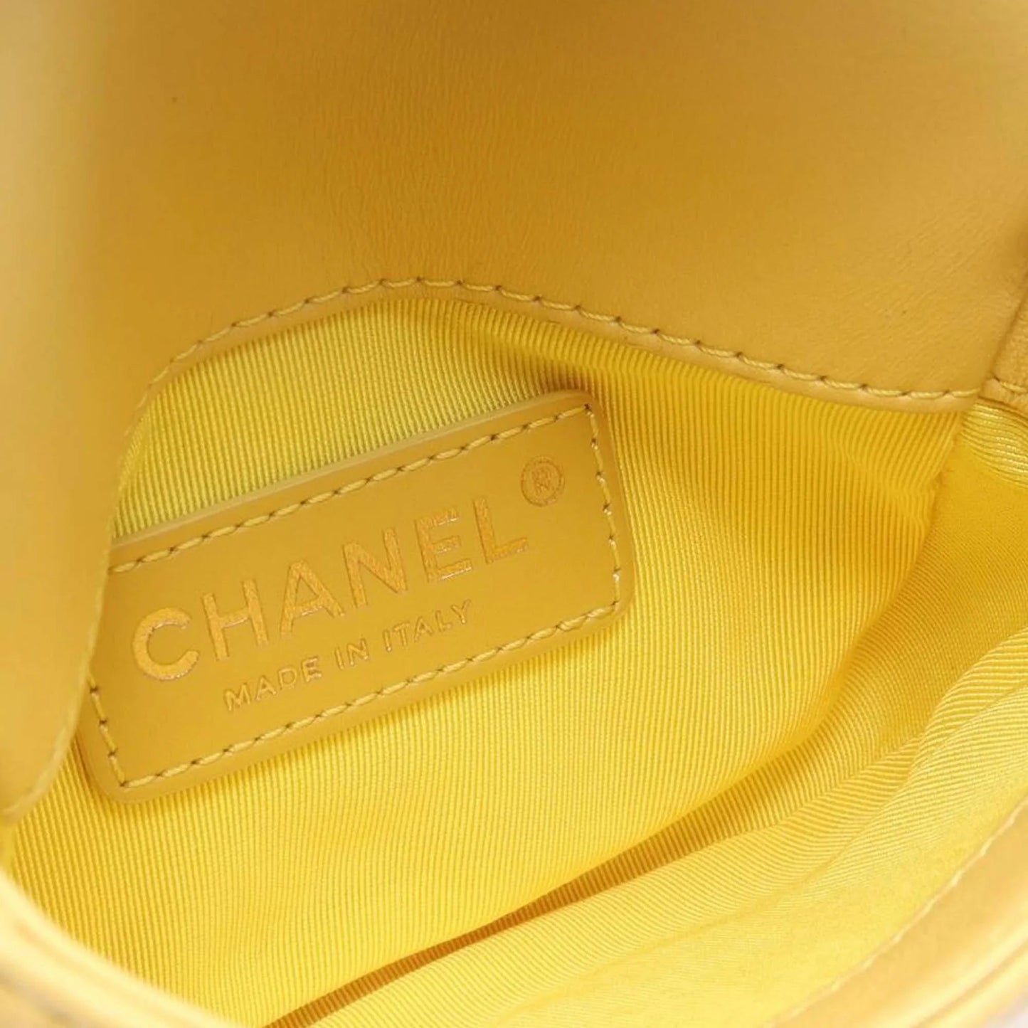 Yellow Chanel Quilted Lambskin Side Packs Flap Crossbody Bag