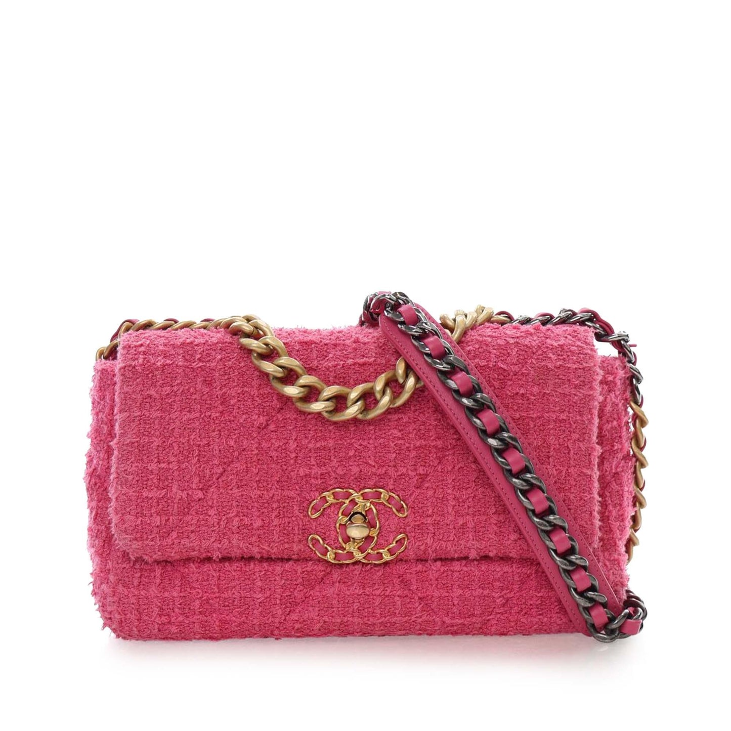 Pink Chanel Medium Tweed 19 Flap Satchel