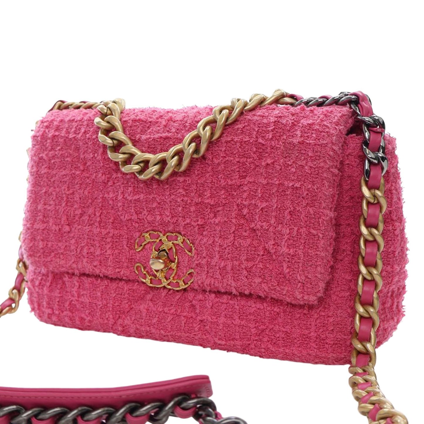 Pink Chanel Medium Tweed 19 Flap Satchel