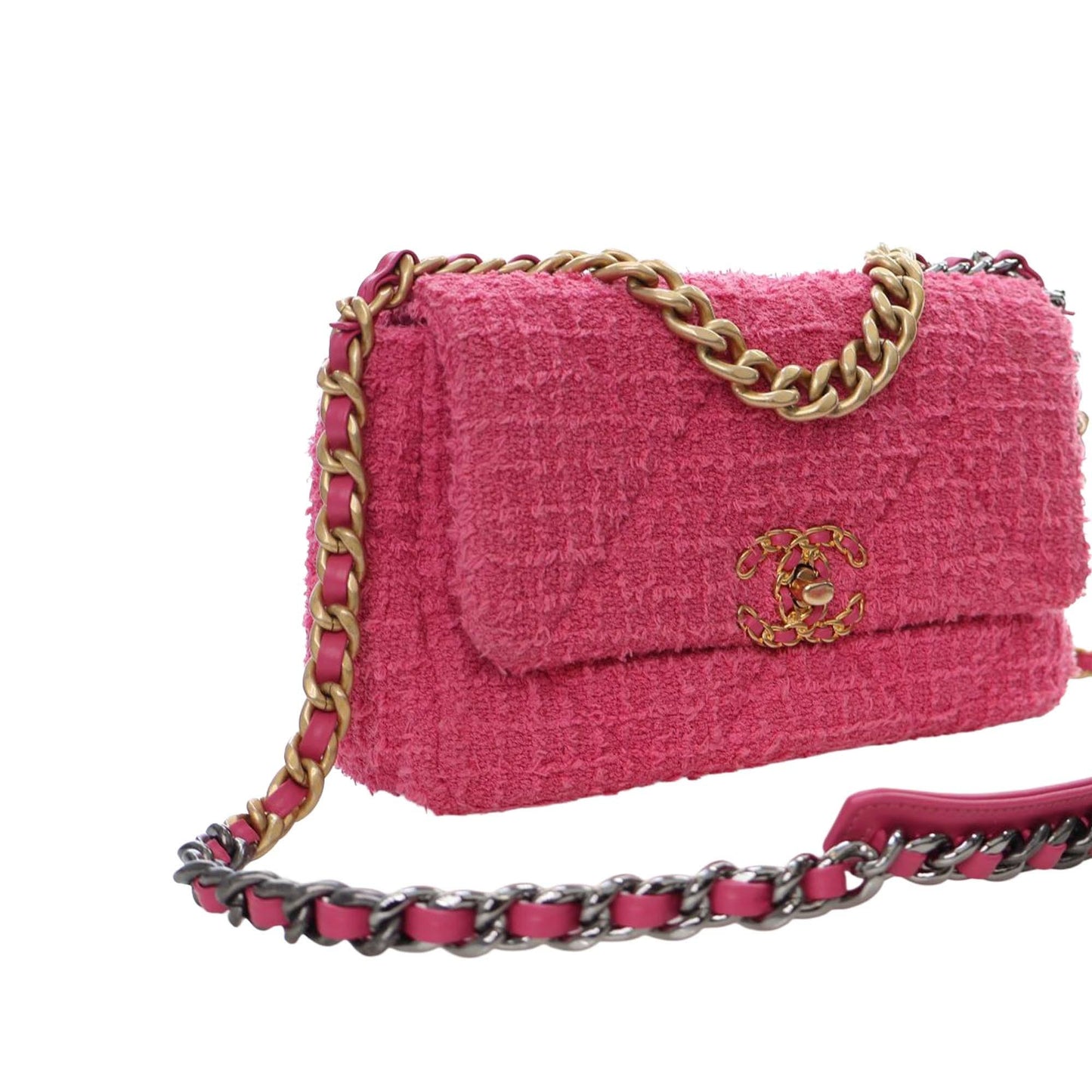 Pink Chanel Medium Tweed 19 Flap Satchel