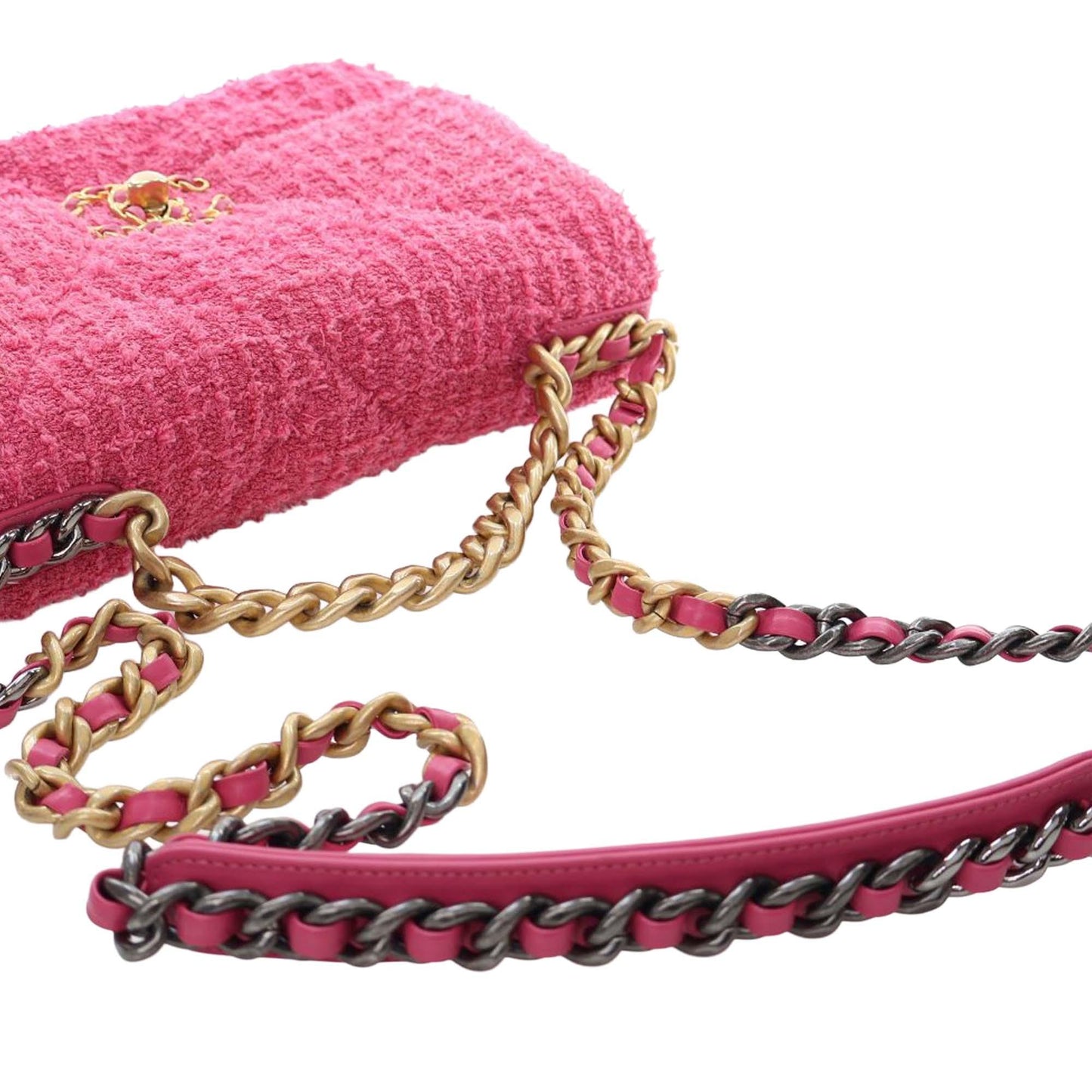 Pink Chanel Medium Tweed 19 Flap Satchel