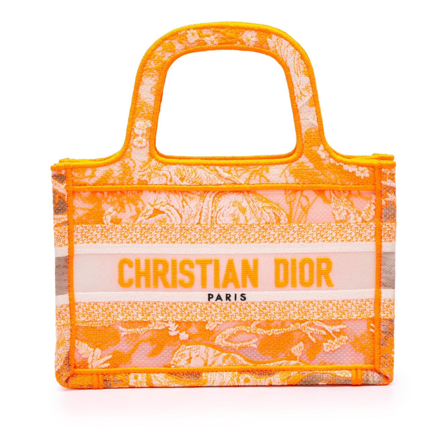 Orange Dior Mini Canvas Embroidered Dioriviera Toile De Jouy Book Tote Handbag