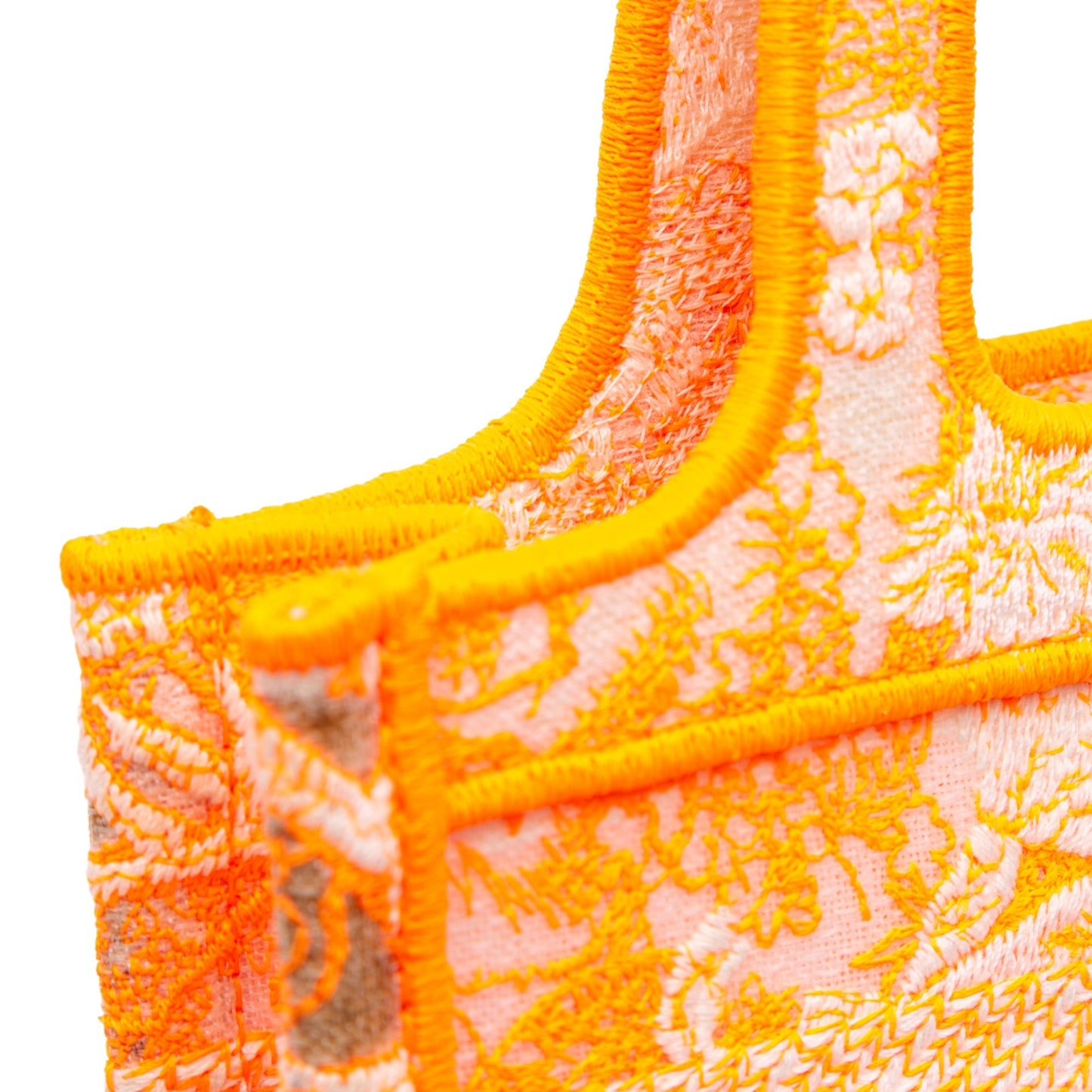 Orange Dior Mini Canvas Embroidered Dioriviera Toile De Jouy Book Tote Handbag