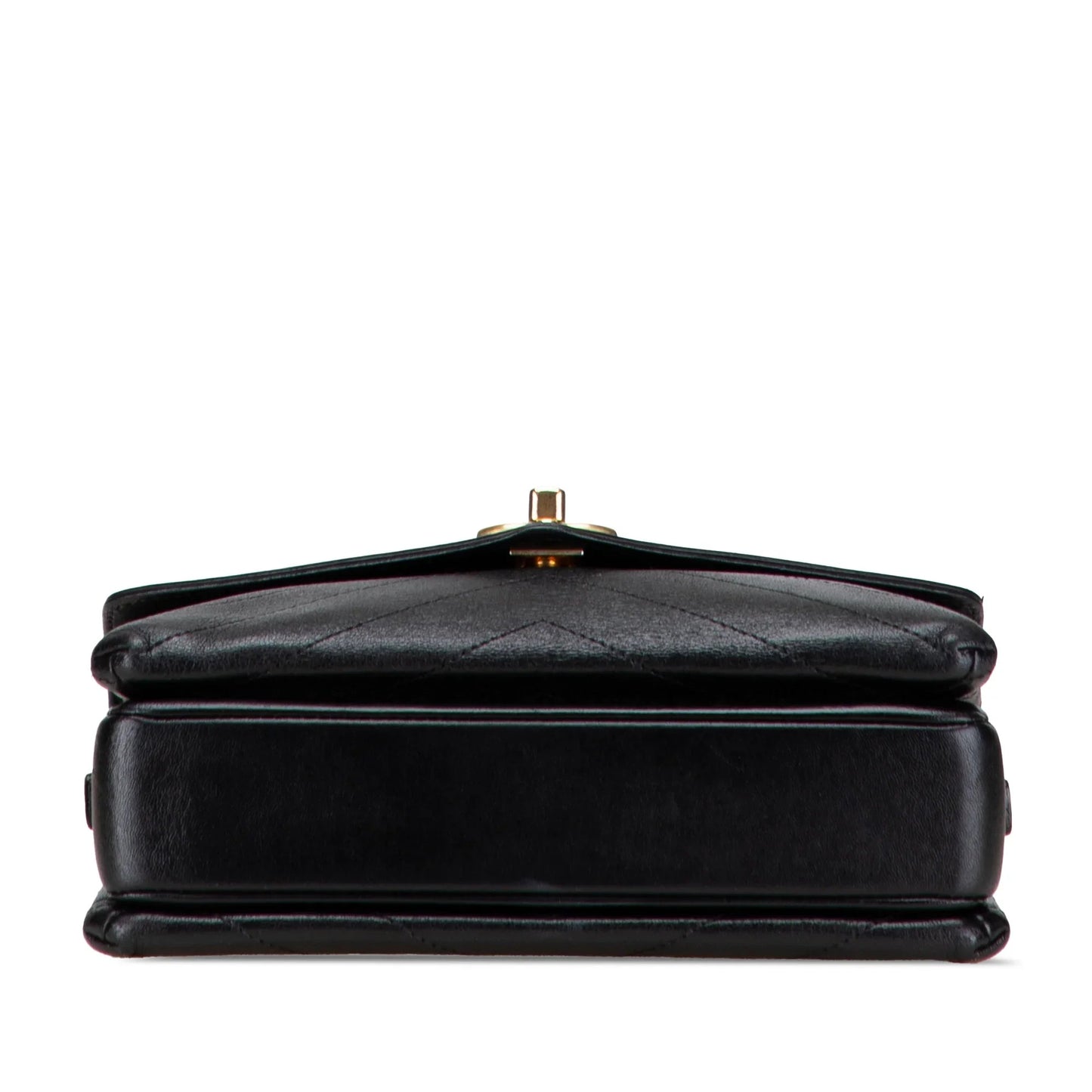 Black Chanel Small Chevron Lambskin Stitched Envelope Flap Shoulder Bag