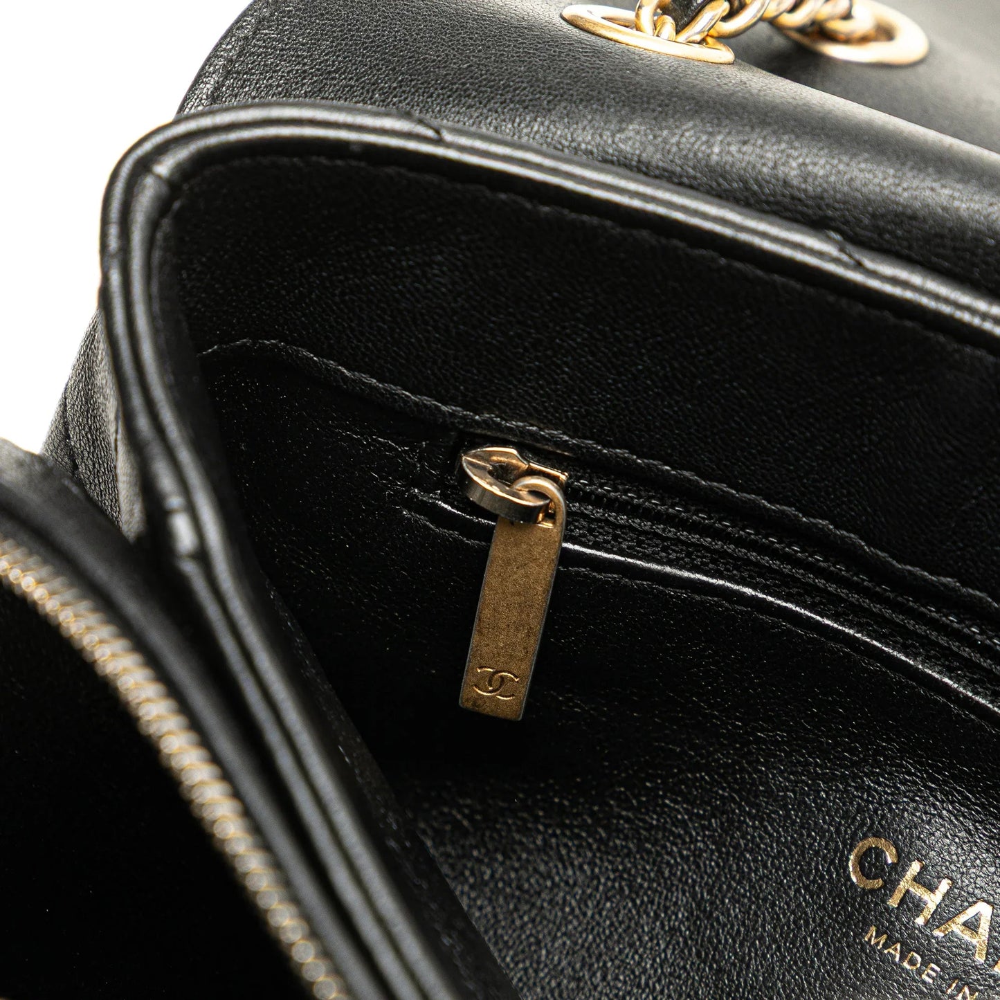 Black Chanel Small Chevron Lambskin Stitched Envelope Flap Shoulder Bag