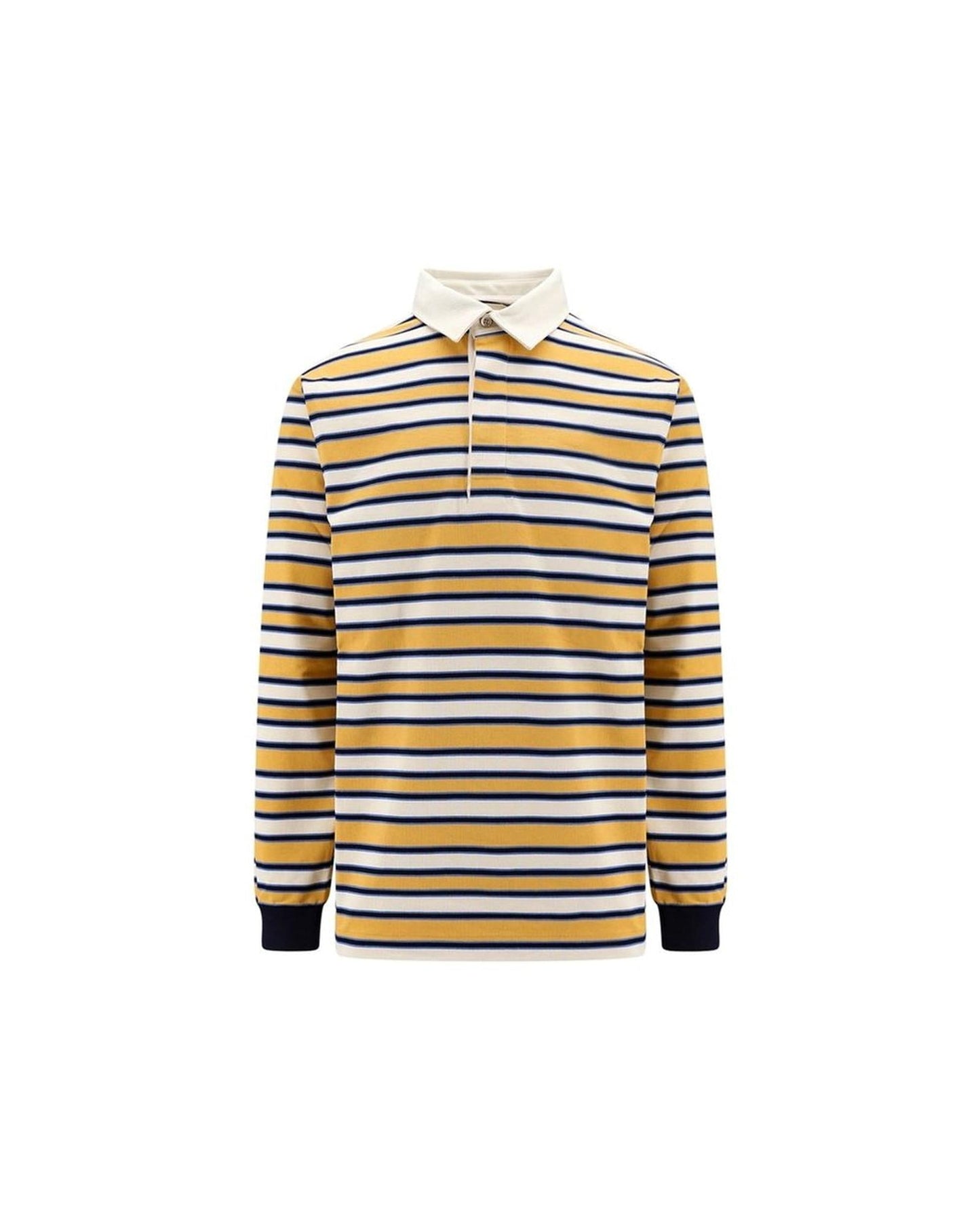 Gucci Striped Long Sleeve Polo Shirt Men Yellow