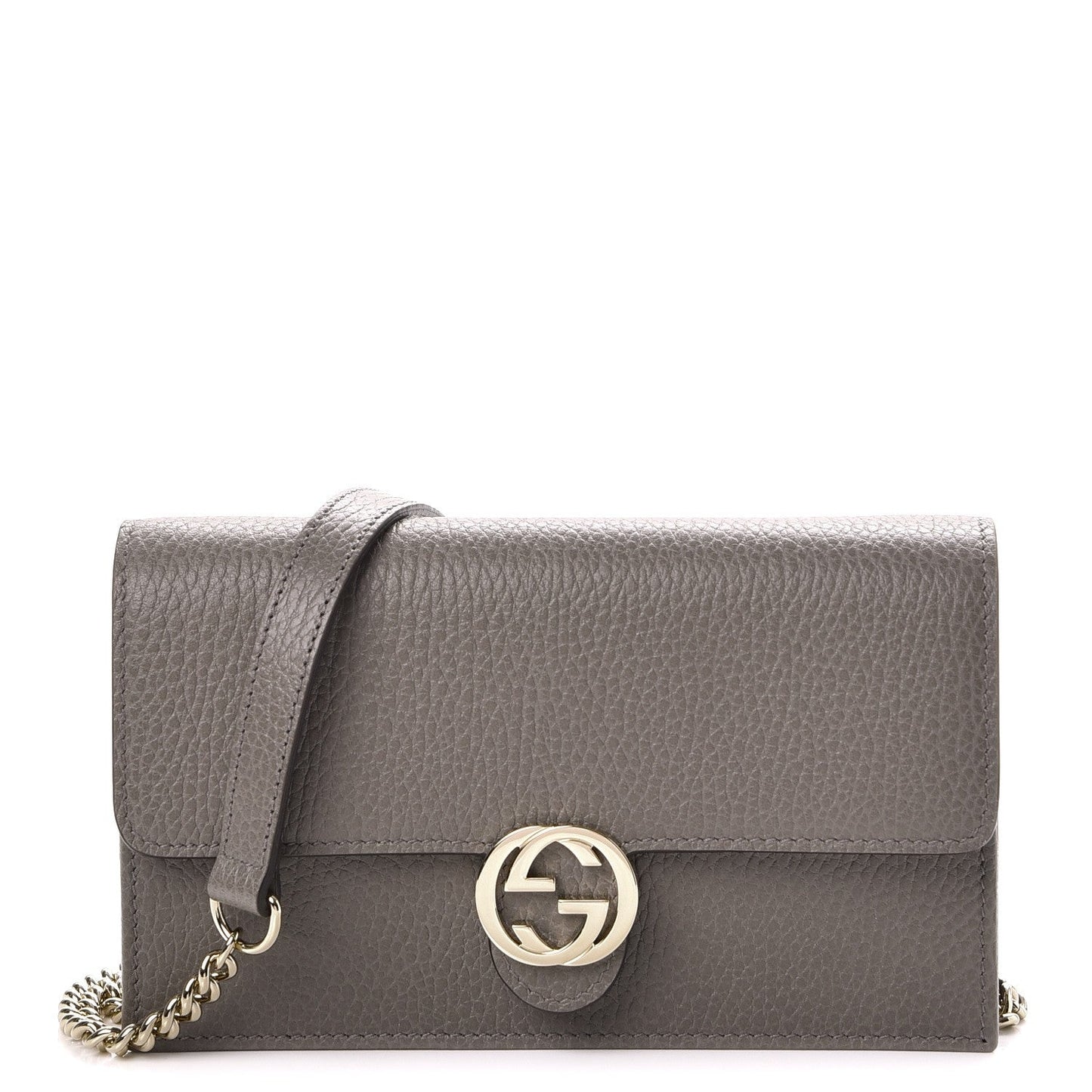 GUCCI DOLLAR CALFSKIN INTERLOCKING GG WALLET ON CHAIN