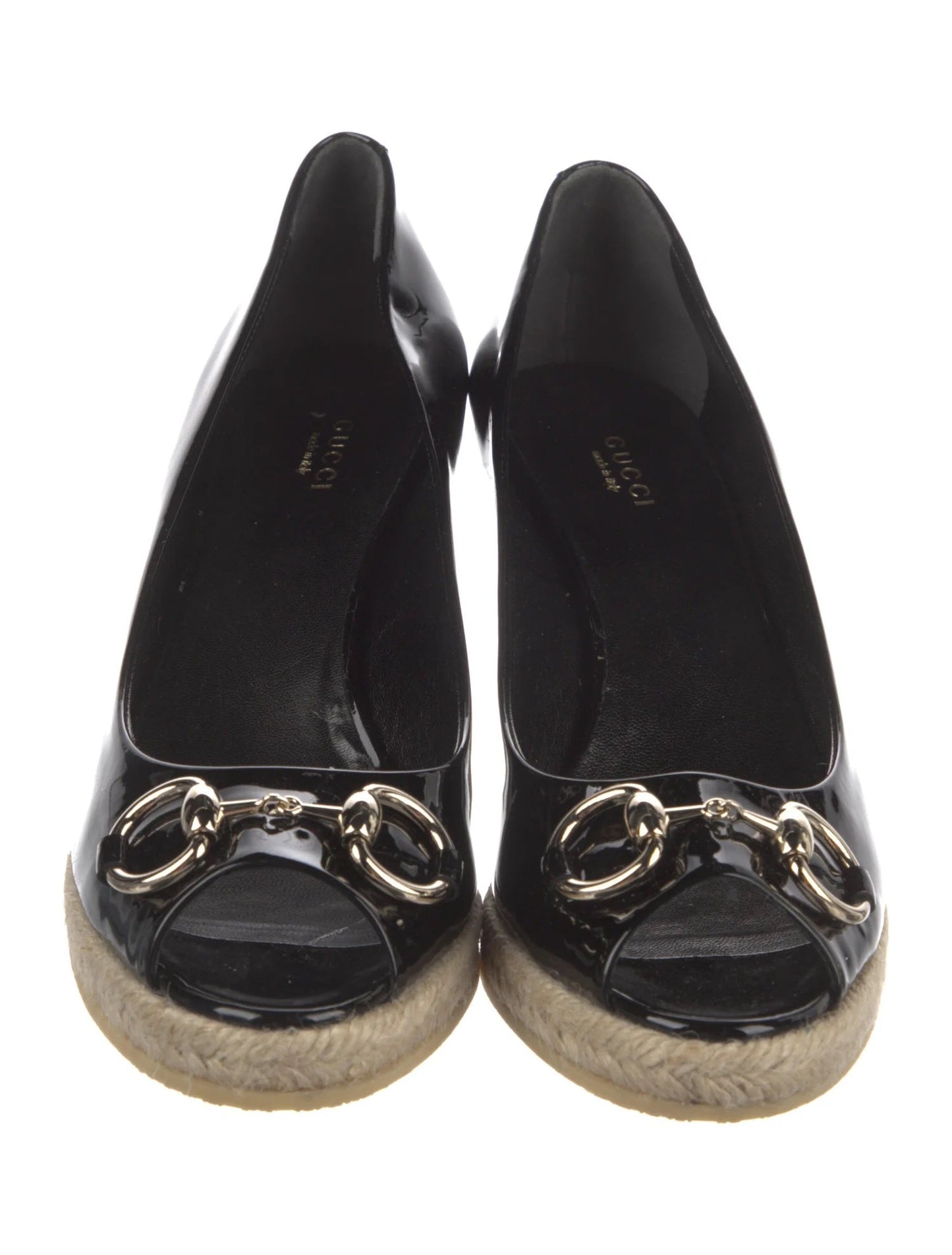 GUCCI HORSEBIT ACCENT WEDGE HEEL ESPADRILLES