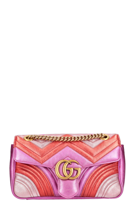 GUCCI Mini Marmont Metallic Pink and Red