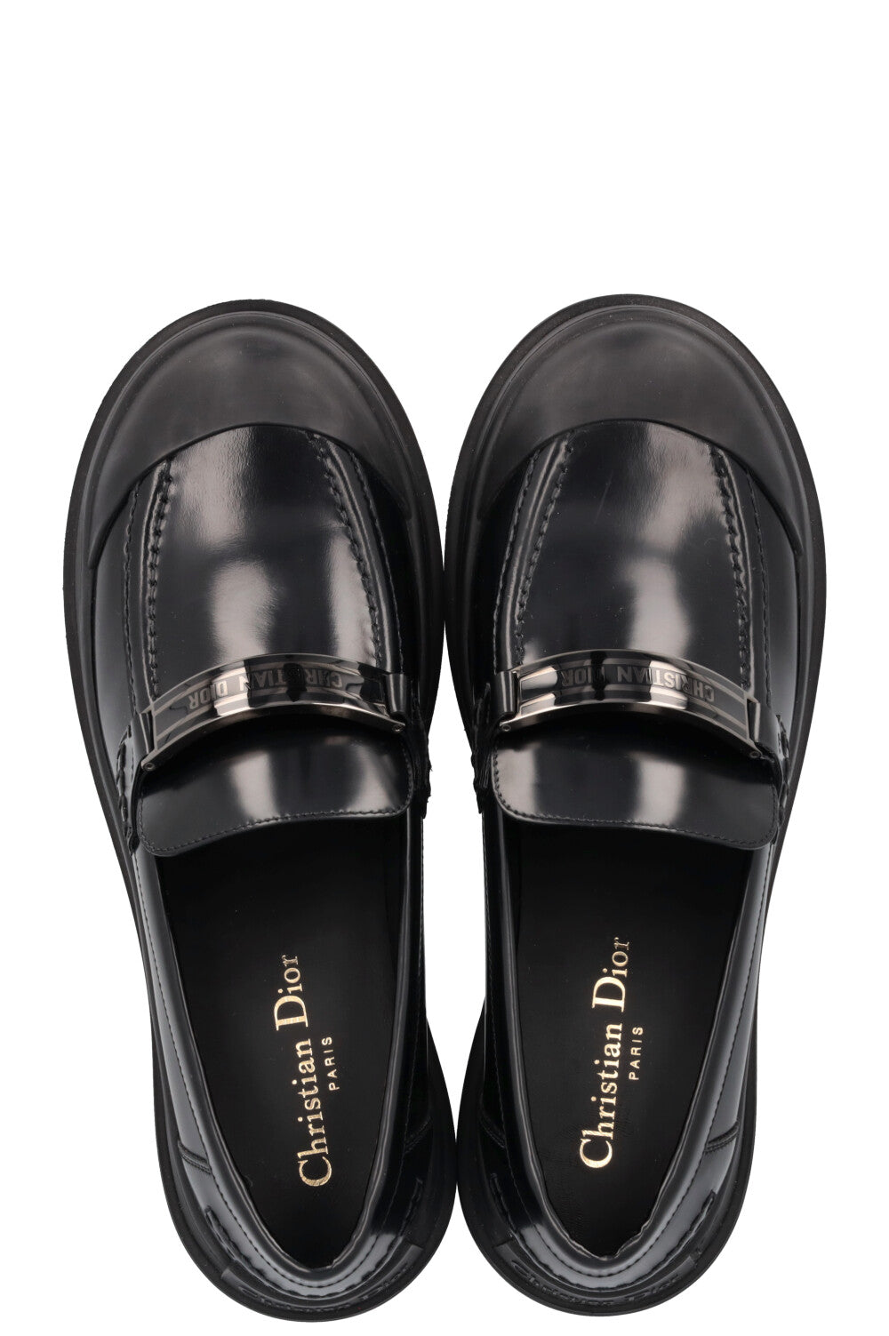 CHRISTIAN DIOR Code Lug Loafers Leather Black
