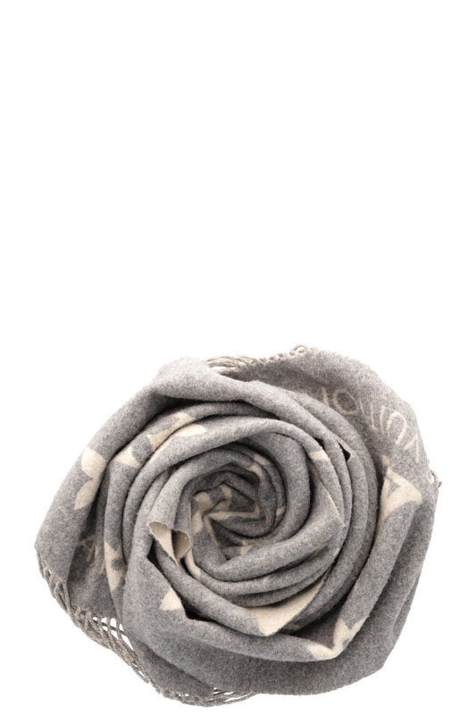 LOUIS VUITTON Reykjavik Scarf Cashmere Grey Ivory
