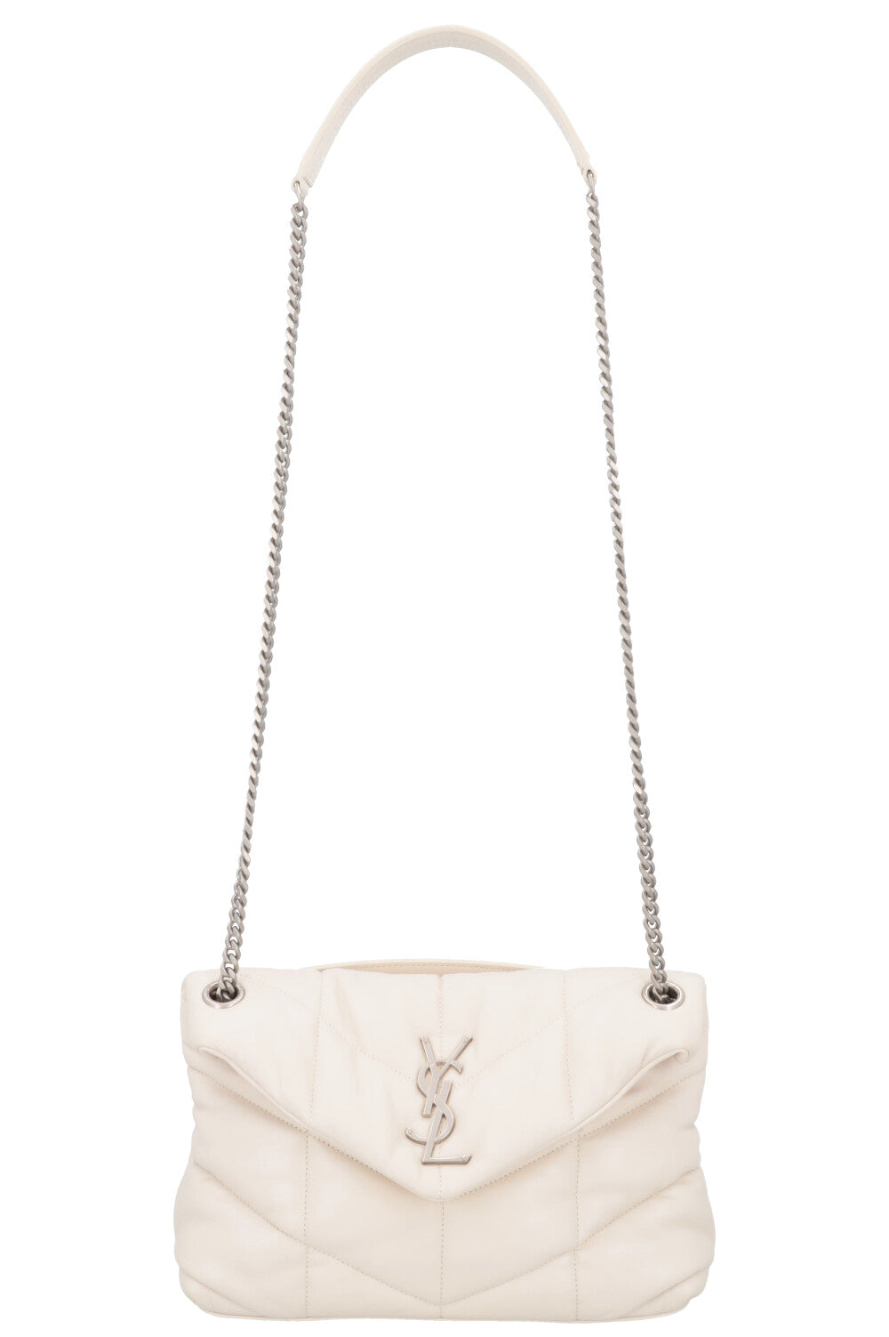 SAINT LAURENT Lou Lou Puffer Crossbody Bag Ivory