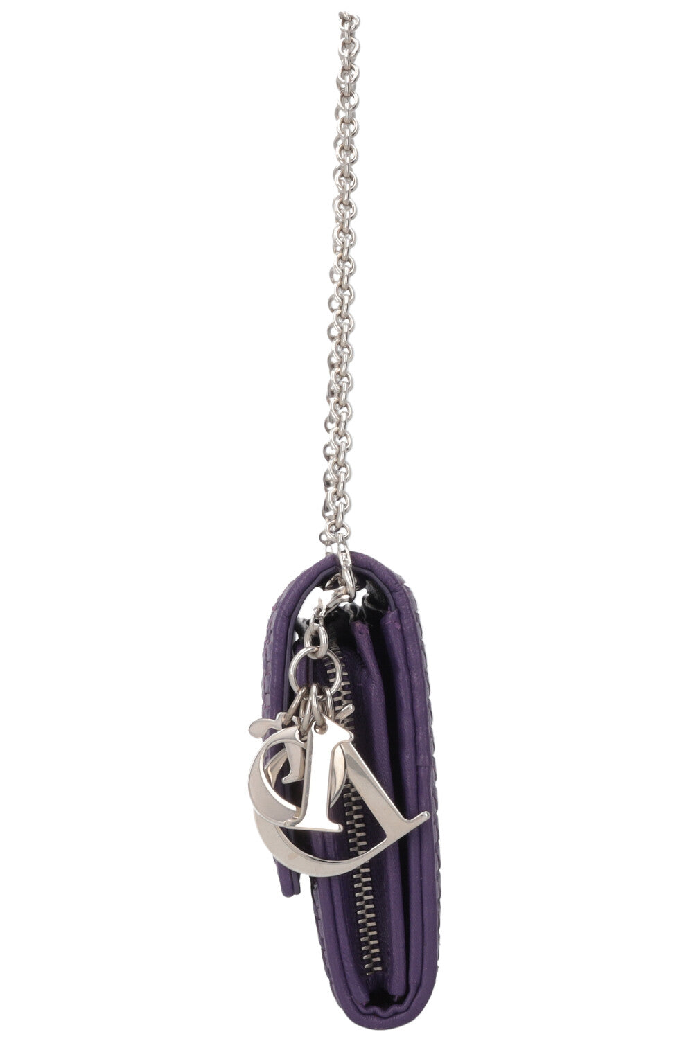 CHRISTIAN DIOR Wallet on Chain Woven Purple