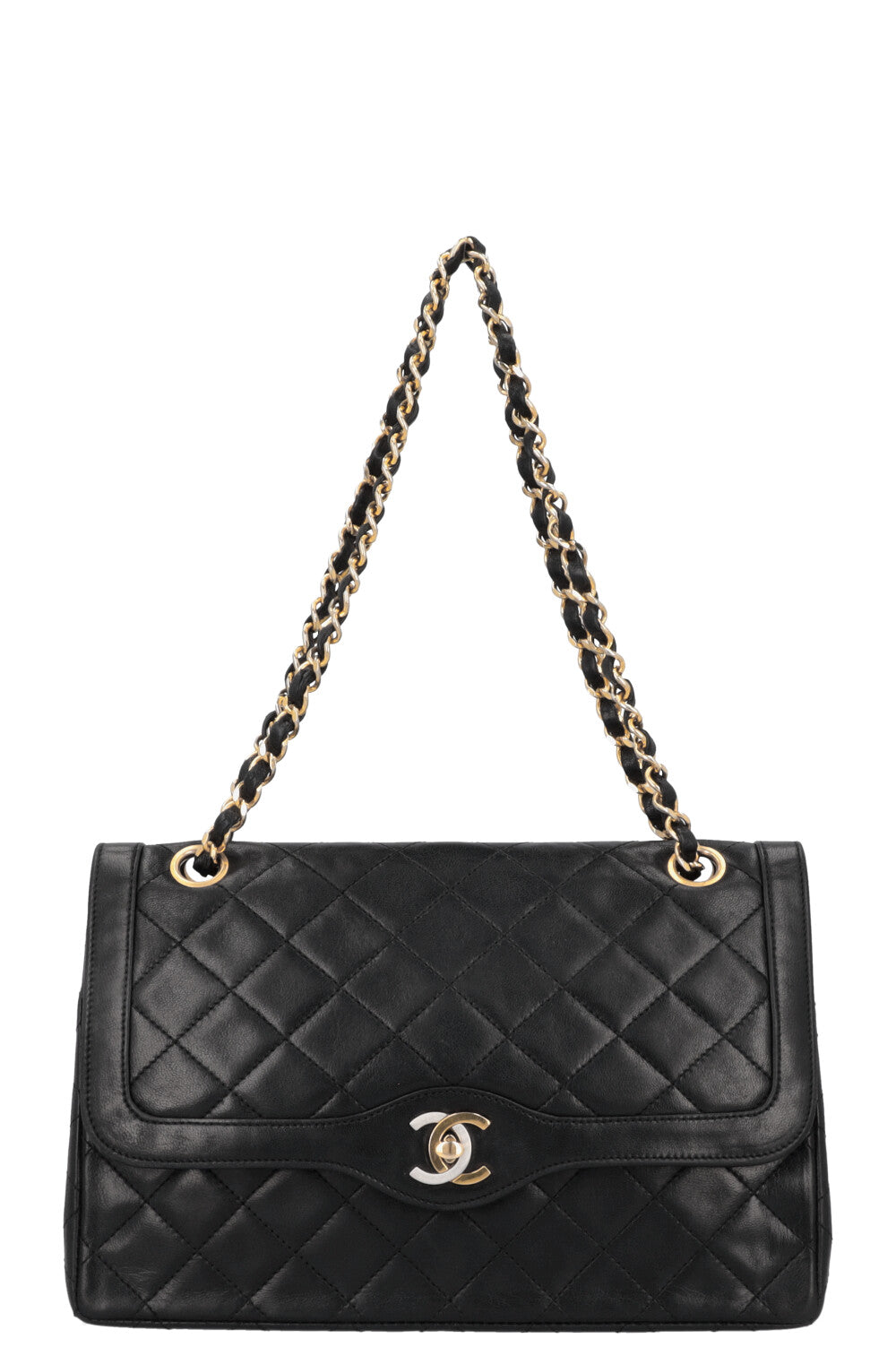 CHANEL   Two Tone Flap Bag Black