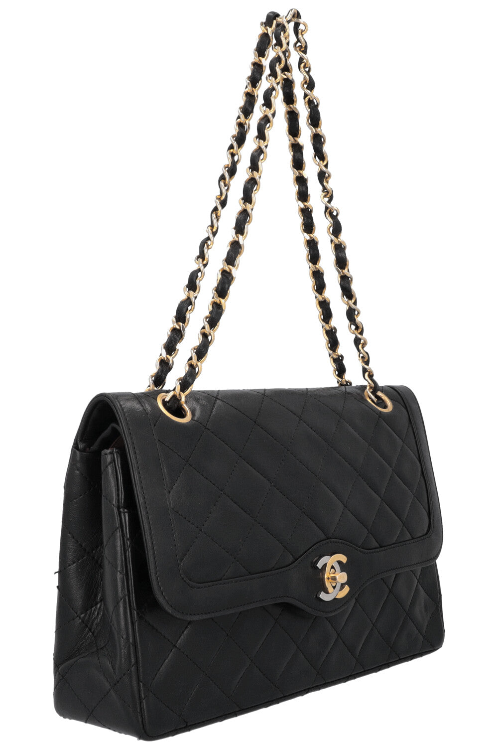 CHANEL   Two Tone Flap Bag Black
