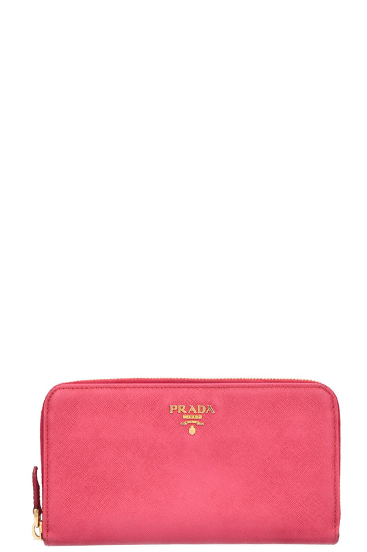 PRADA Zip Saffiano Wallet Pink