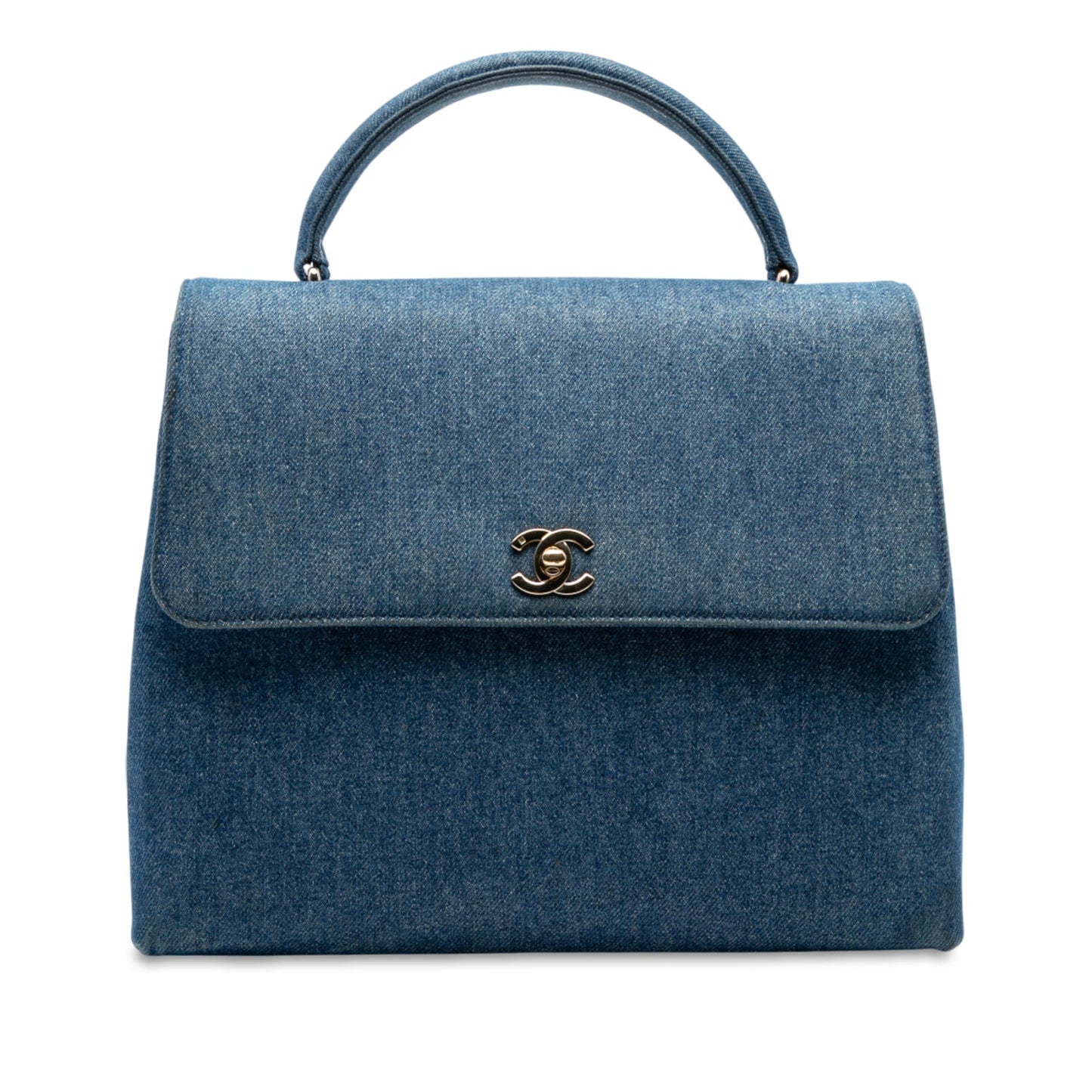 Blue Chanel CC Denim Kelly Top Handle Bag