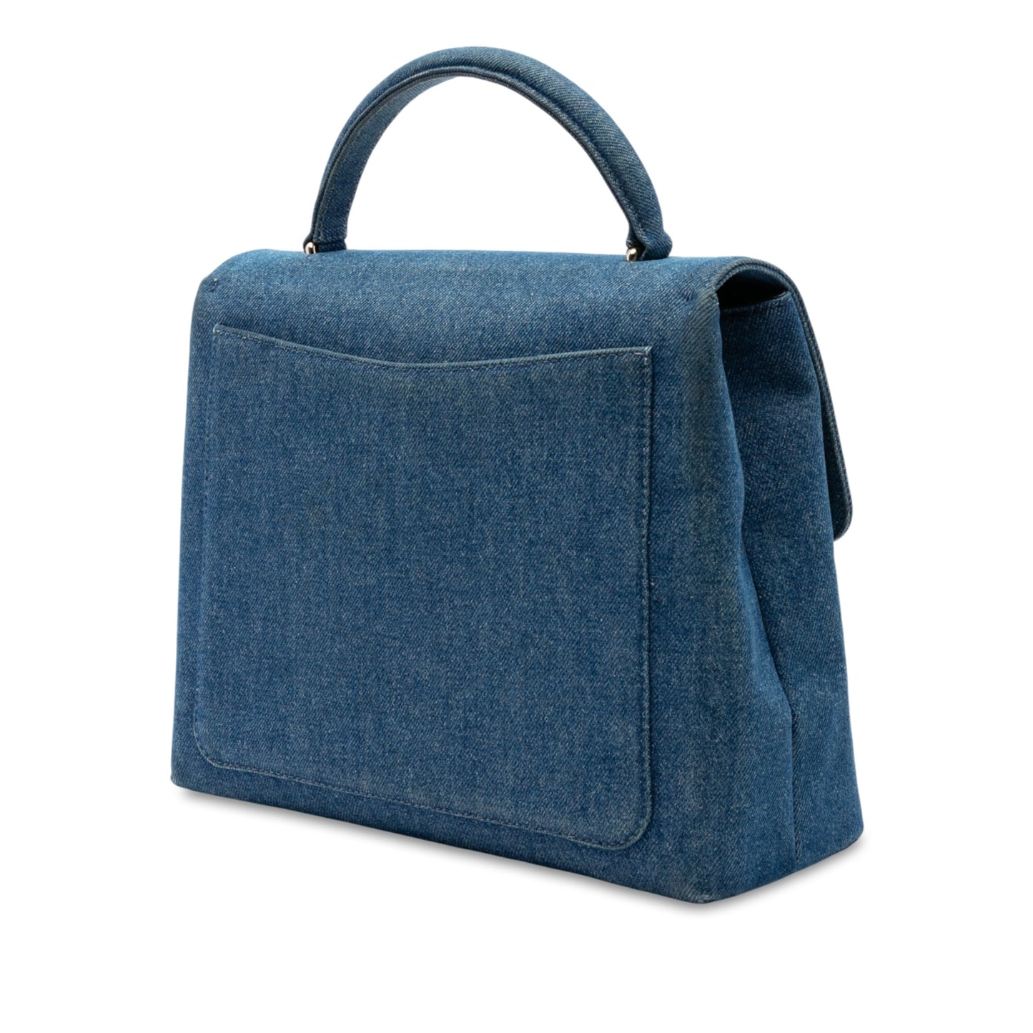 Blue Chanel CC Denim Kelly Top Handle Bag