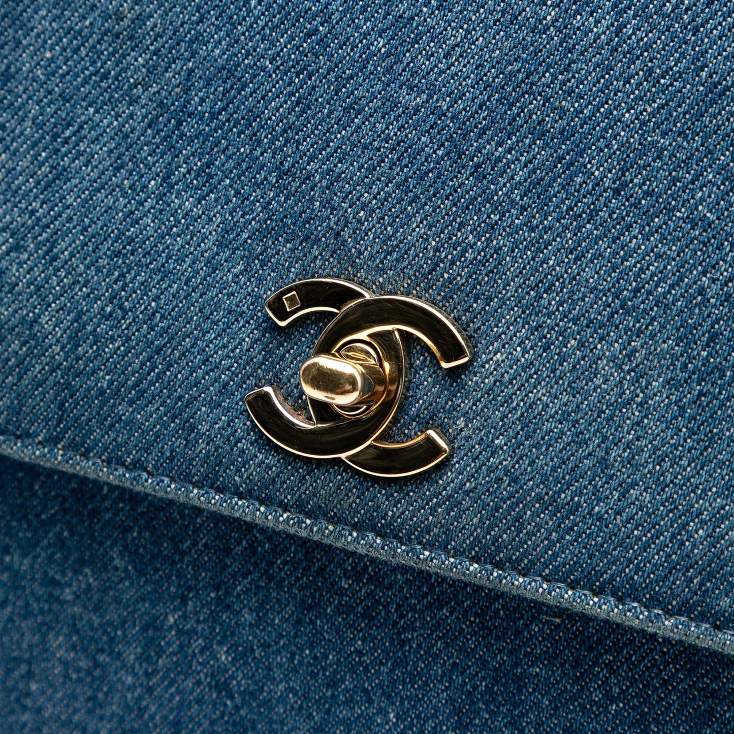 Blue Chanel CC Denim Kelly Top Handle Bag