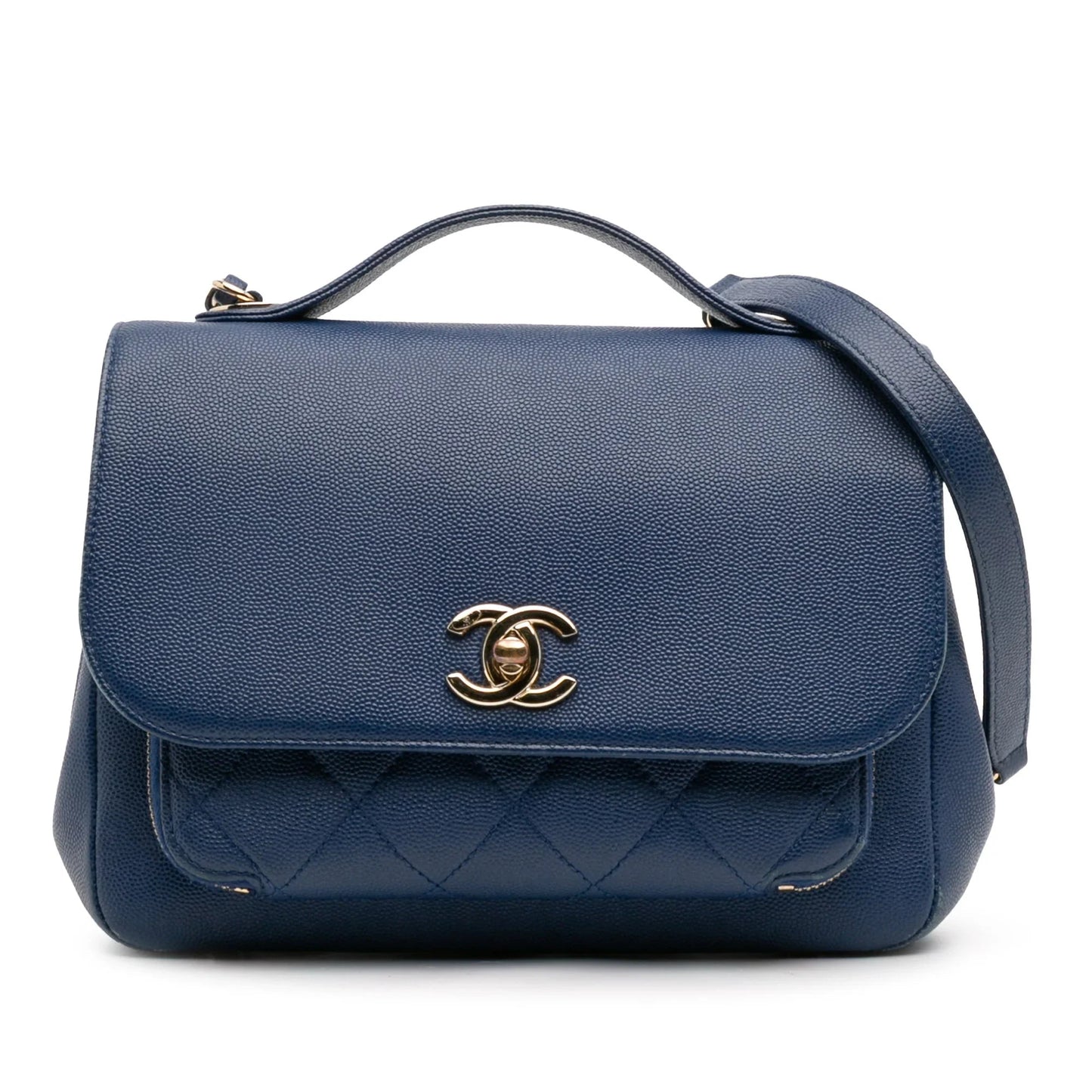Blue Chanel Medium Caviar Business Affinity Flap Satchel