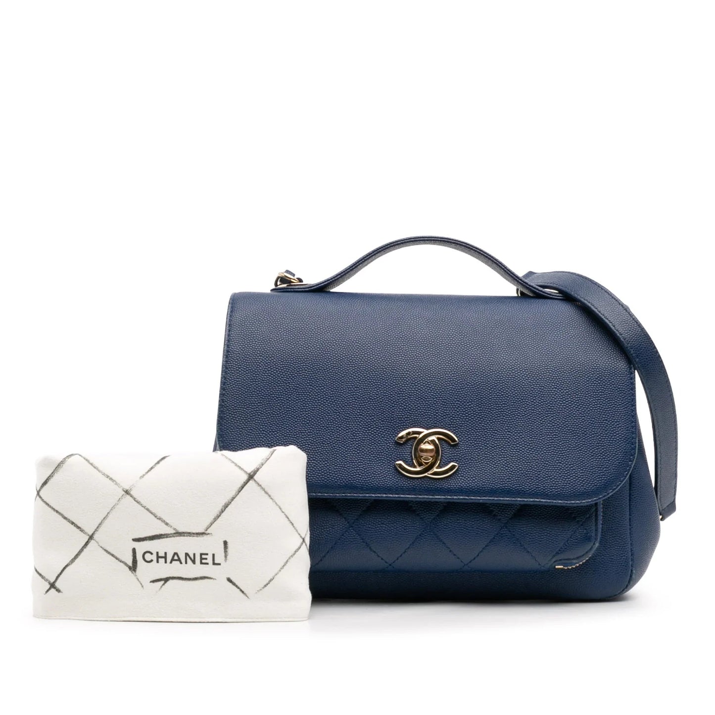 Blue Chanel Medium Caviar Business Affinity Flap Satchel