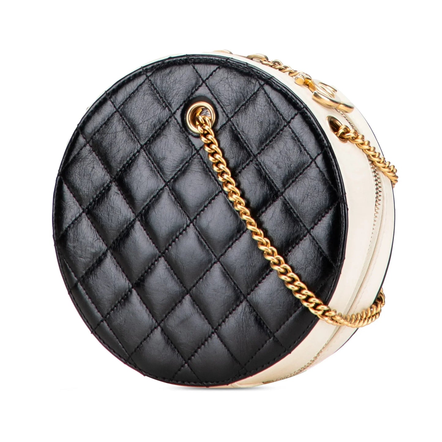 Black Chanel Crumpled Calfskin En Vogue Round Bag Satchel