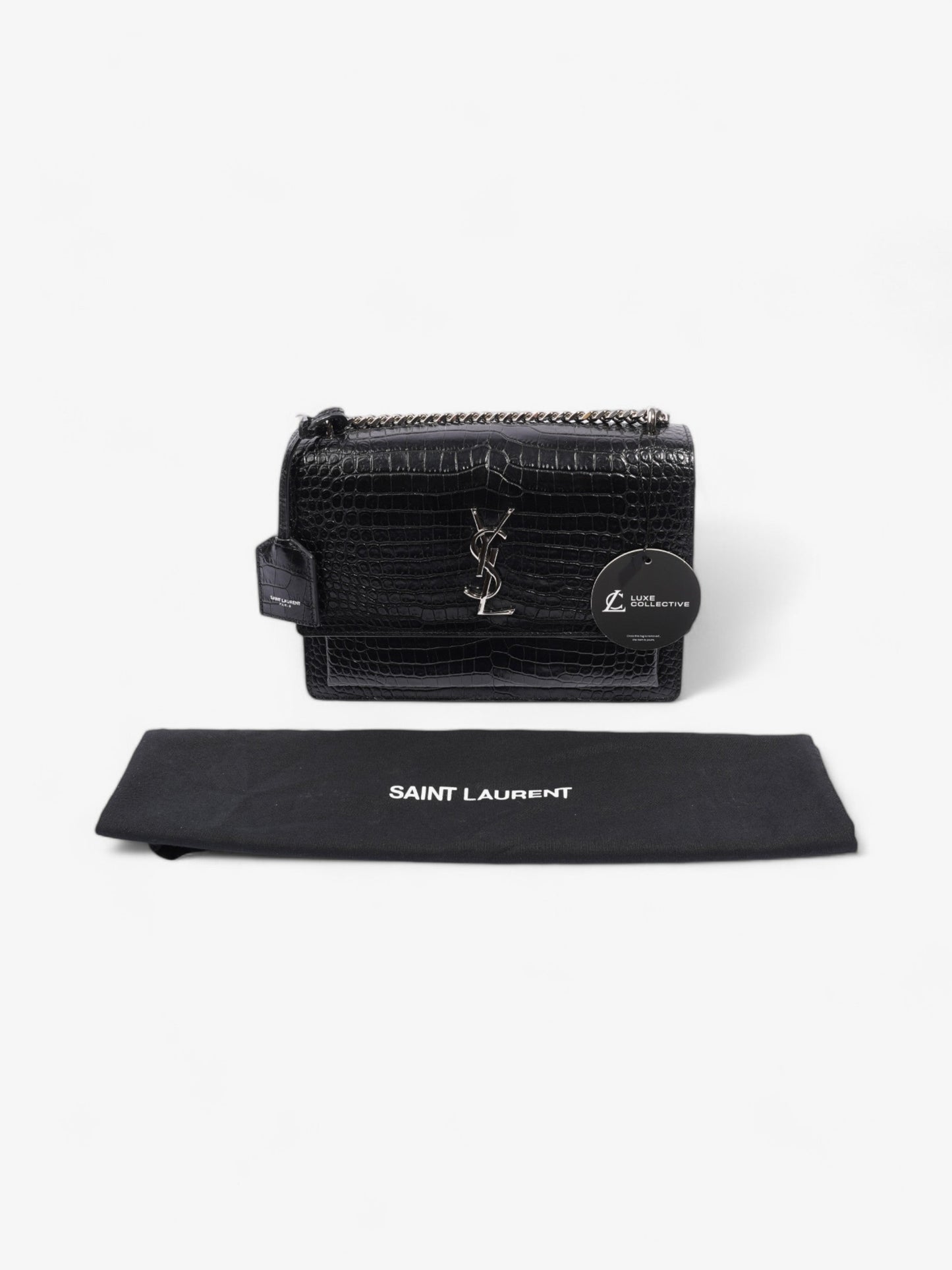 Saint Laurent Sunset Black Embossed Leather Medium