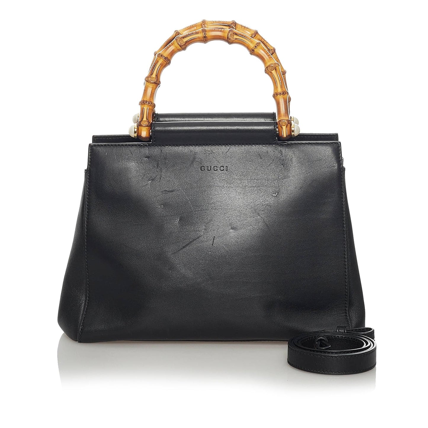 Gucci Bamboo Nymphaea Leather Satchel (SHG-37325)