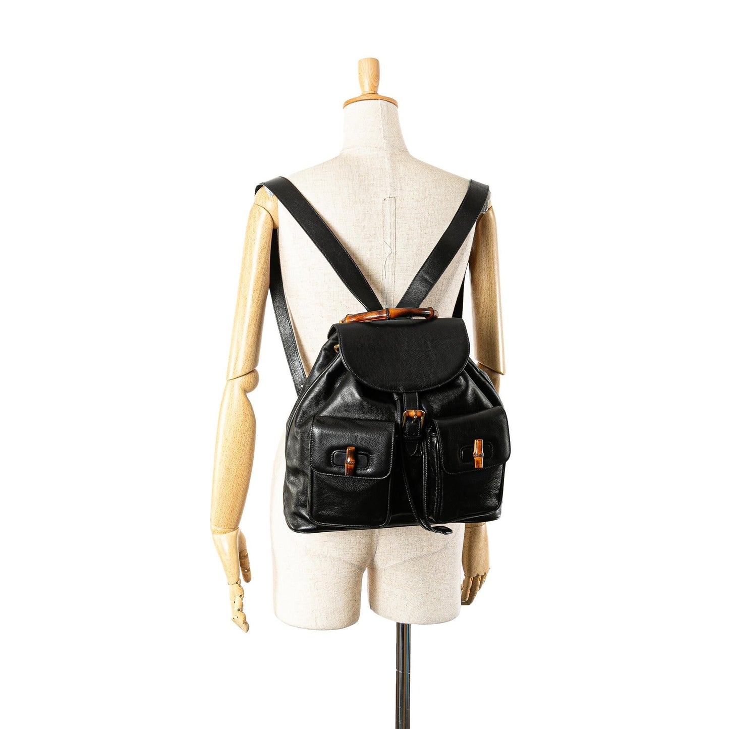 Gucci Calfskin Bamboo Drawstring Backpack