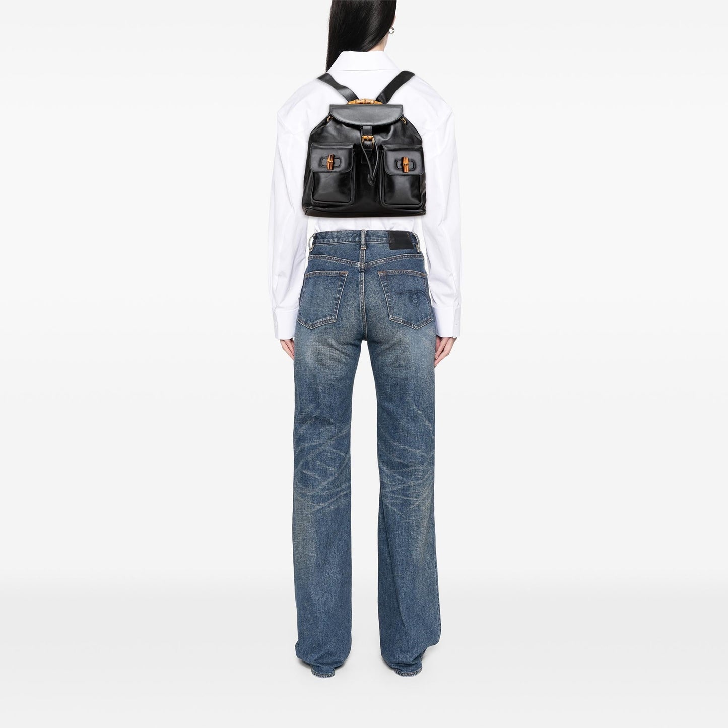 Gucci Calfskin Bamboo Drawstring Backpack