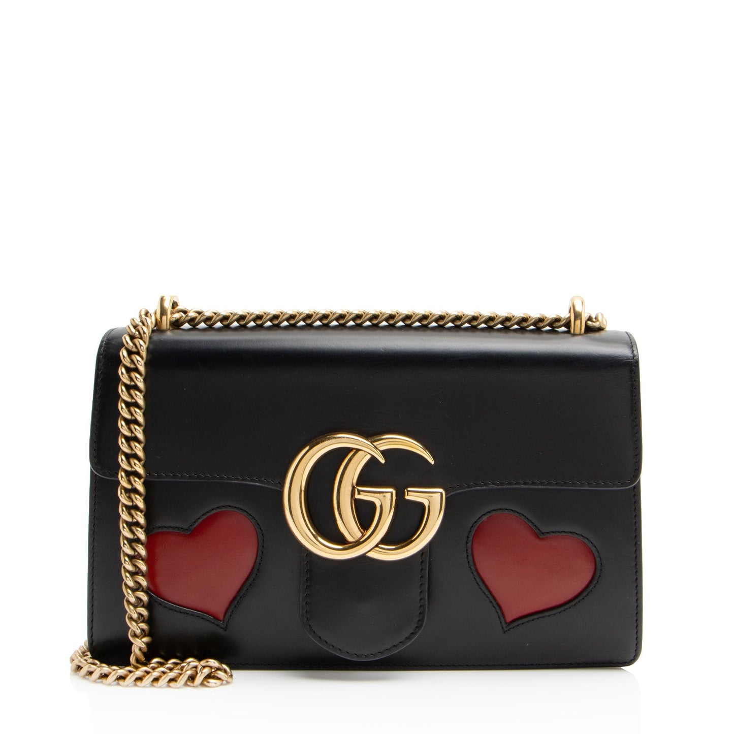 Gucci Calfskin Malaga Kid Heart GG Marmont Medium Flap Bag