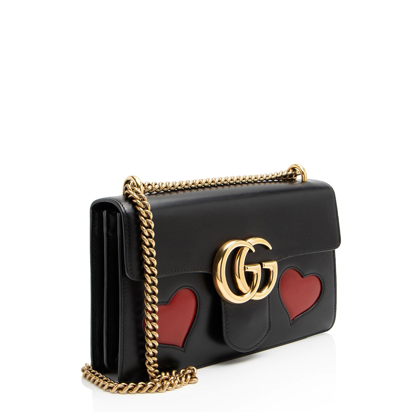 Gucci Calfskin Malaga Kid Heart GG Marmont Medium Flap Bag