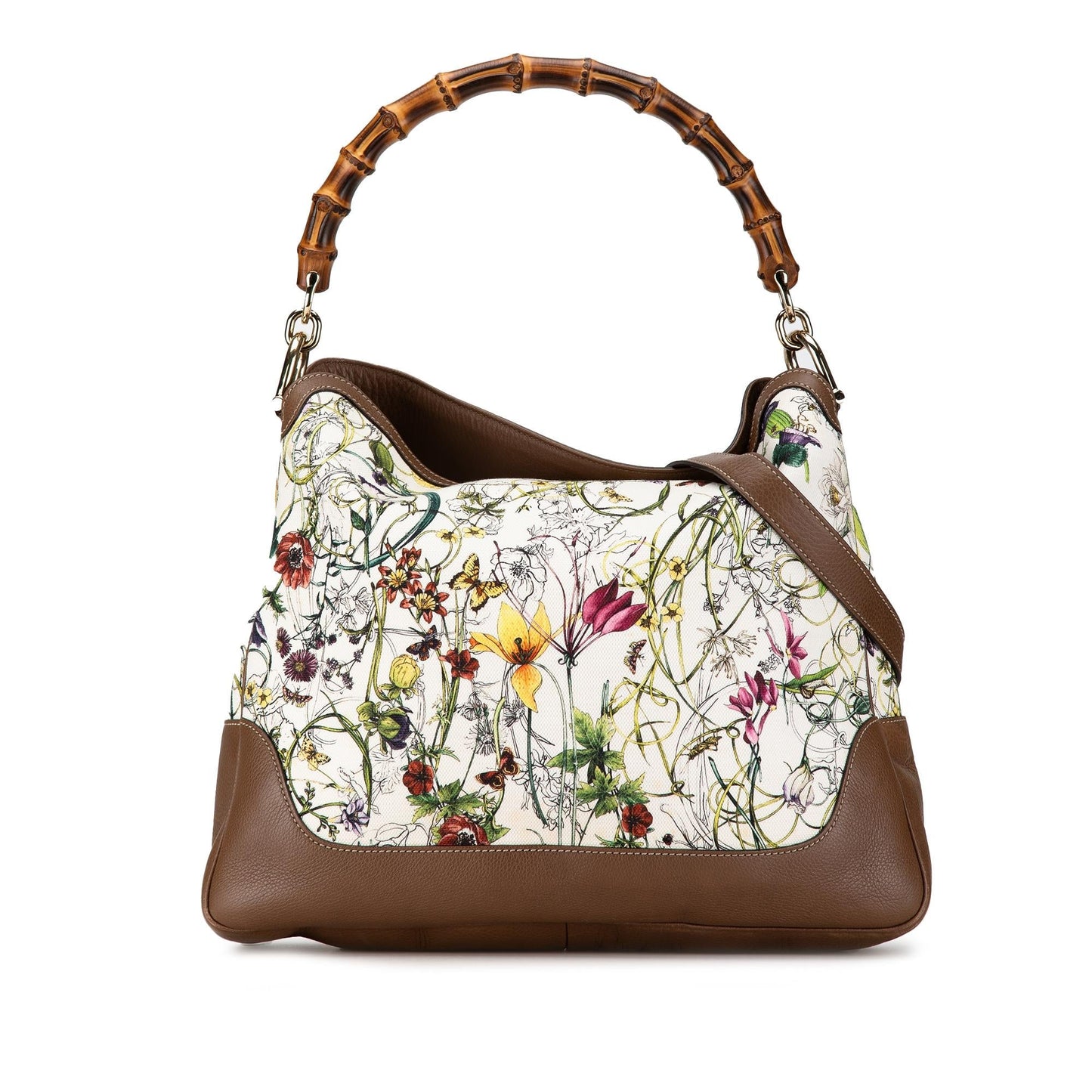 Gucci Canvas Bamboo Flora Diana Satchel (SHG-8uP6Jf)