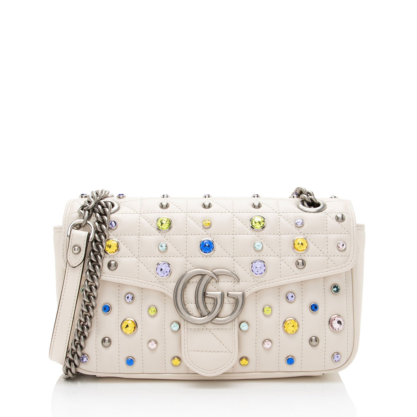Gucci Crystal Embellished Matelasse GG Marmont Small Flap Bag (SHF-3tbySh)